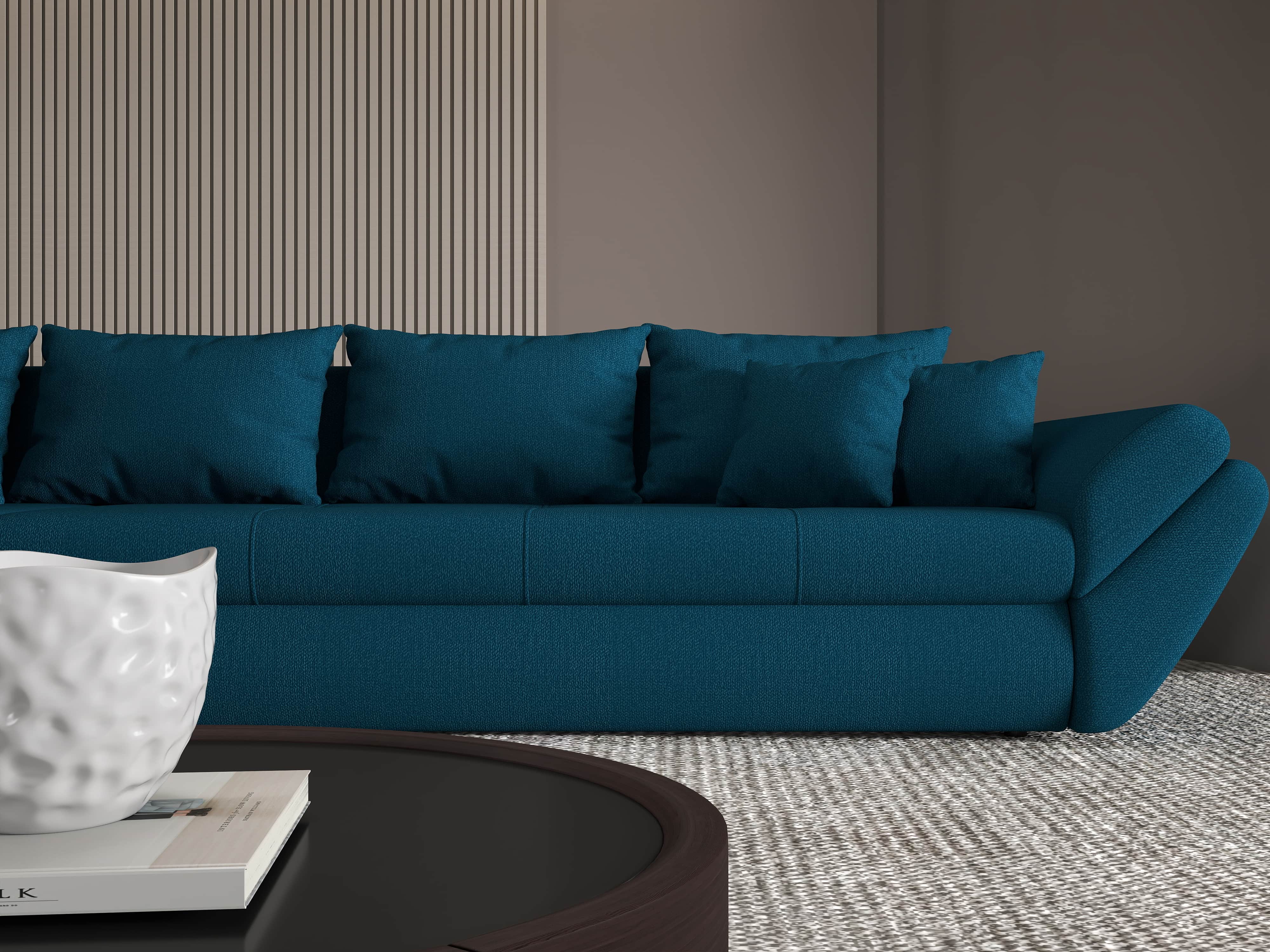 Colțar extensibil dumonde cu ladă de depozitare si sezut confortabil din spuma HR, Loana XL Enjoy Petrol 335x185 cm Fabrica