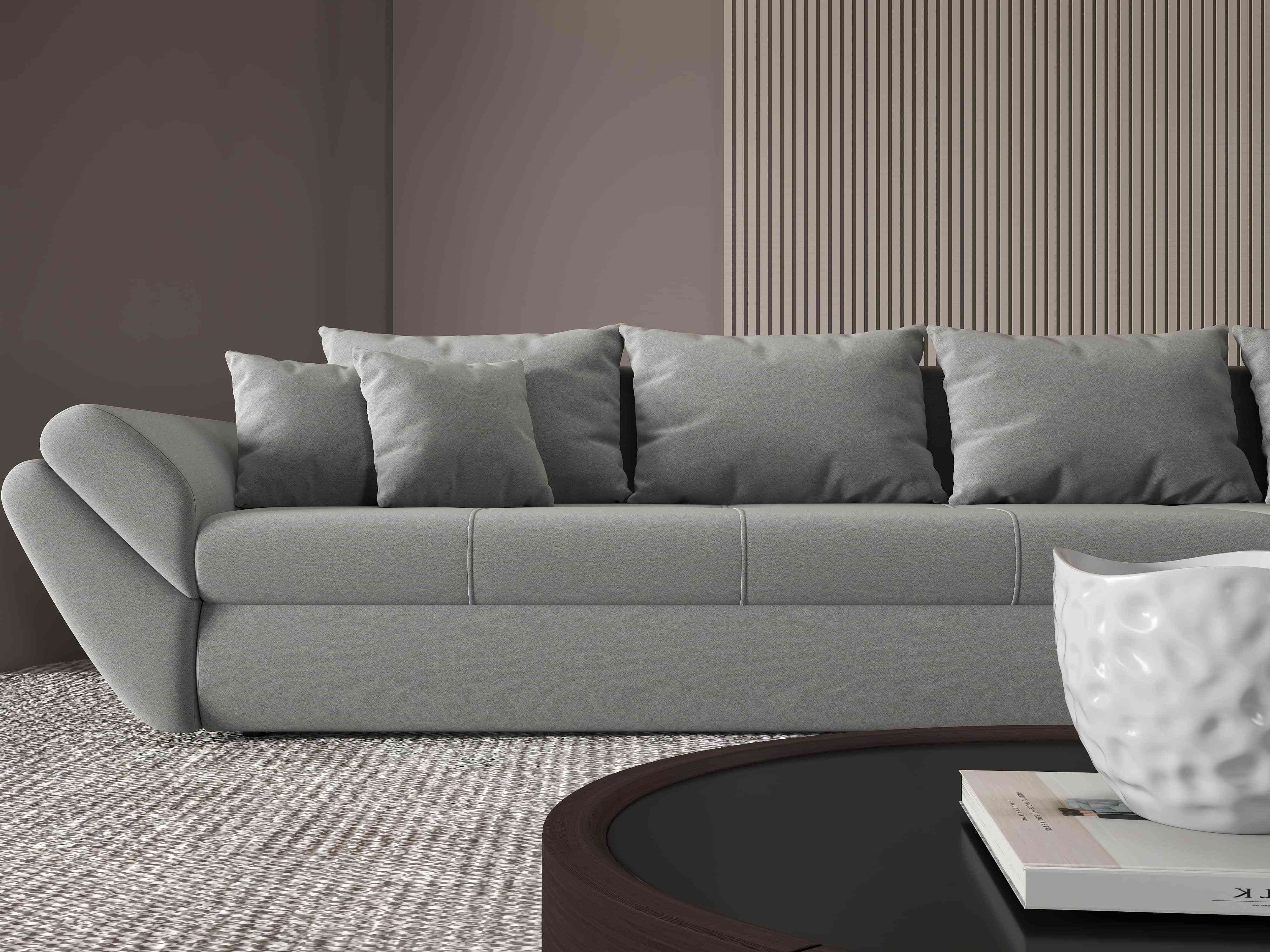 Colțar extensibil dumonde cu ladă de depozitare si sezut confortabil din spuma HR, Loana XL Royal Antracit II 335x185 cm Fabrica