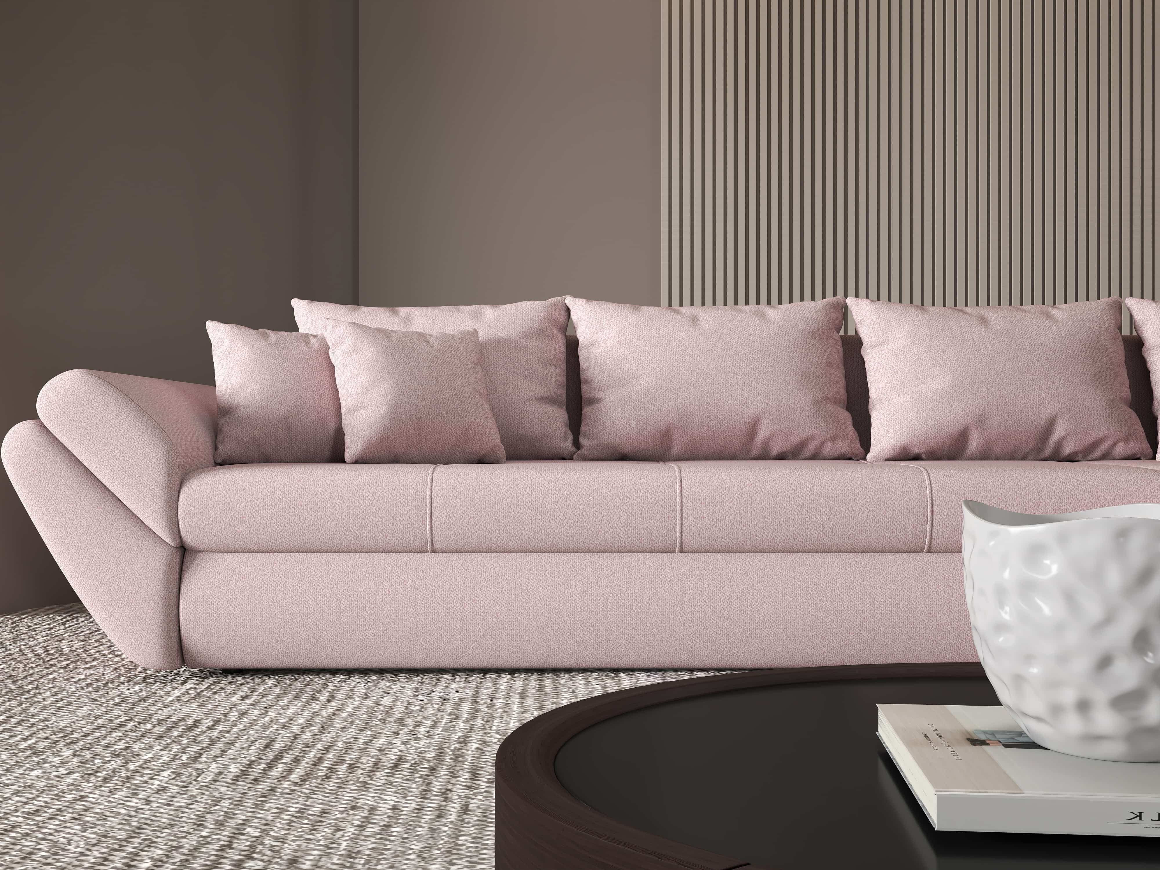 Colțar extensibil dumonde cu ladă de depozitare si sezut confortabil din spuma HR, Loana XL Enjoy Flamingo II 335x185 cm Fabrica