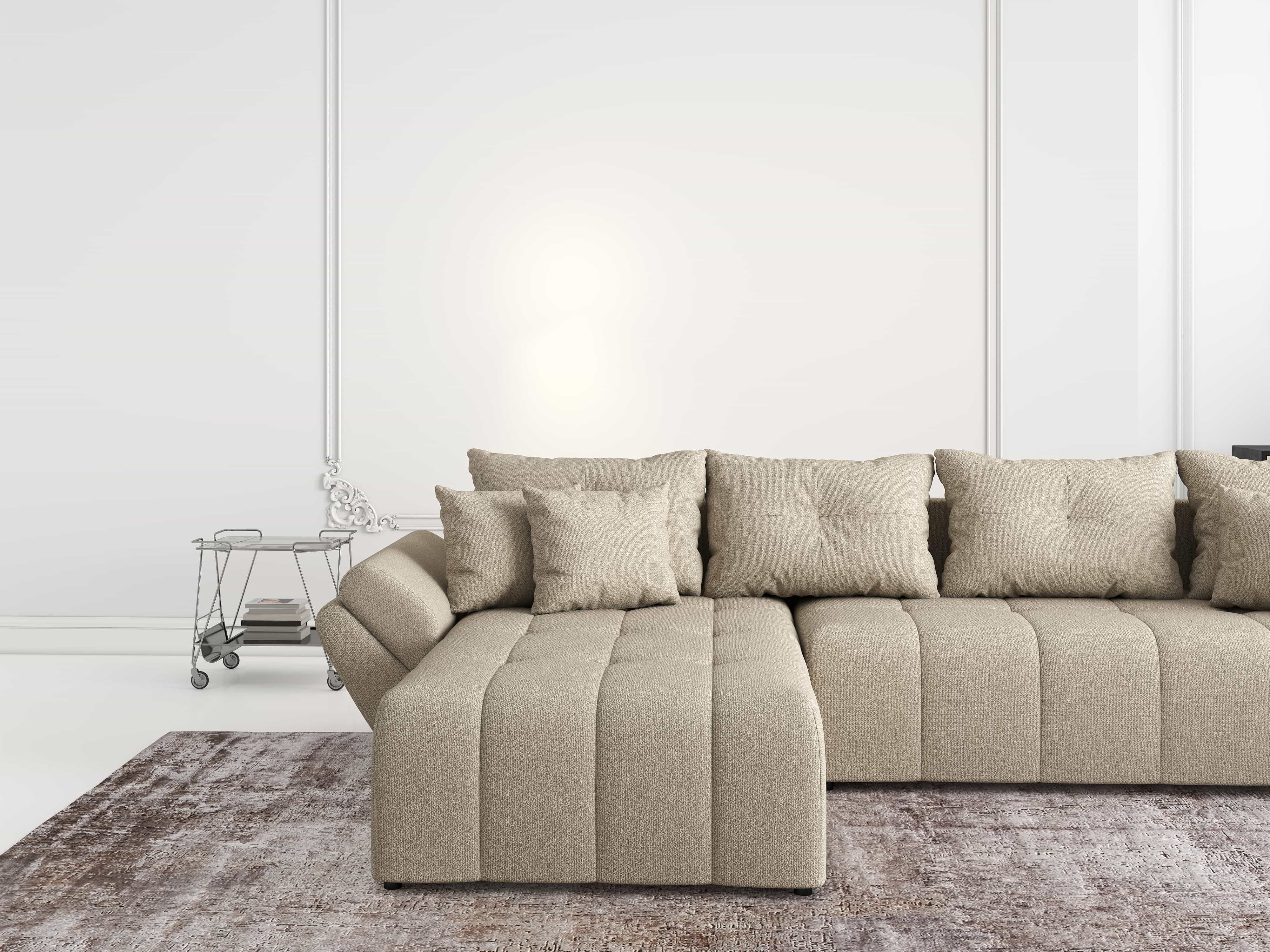 Colțar extensibil dumonde cu ladă de depozitare si sezut confortabil din spuma HR, Berlin XL Enjoy Camel 350x185 cm Fabrica