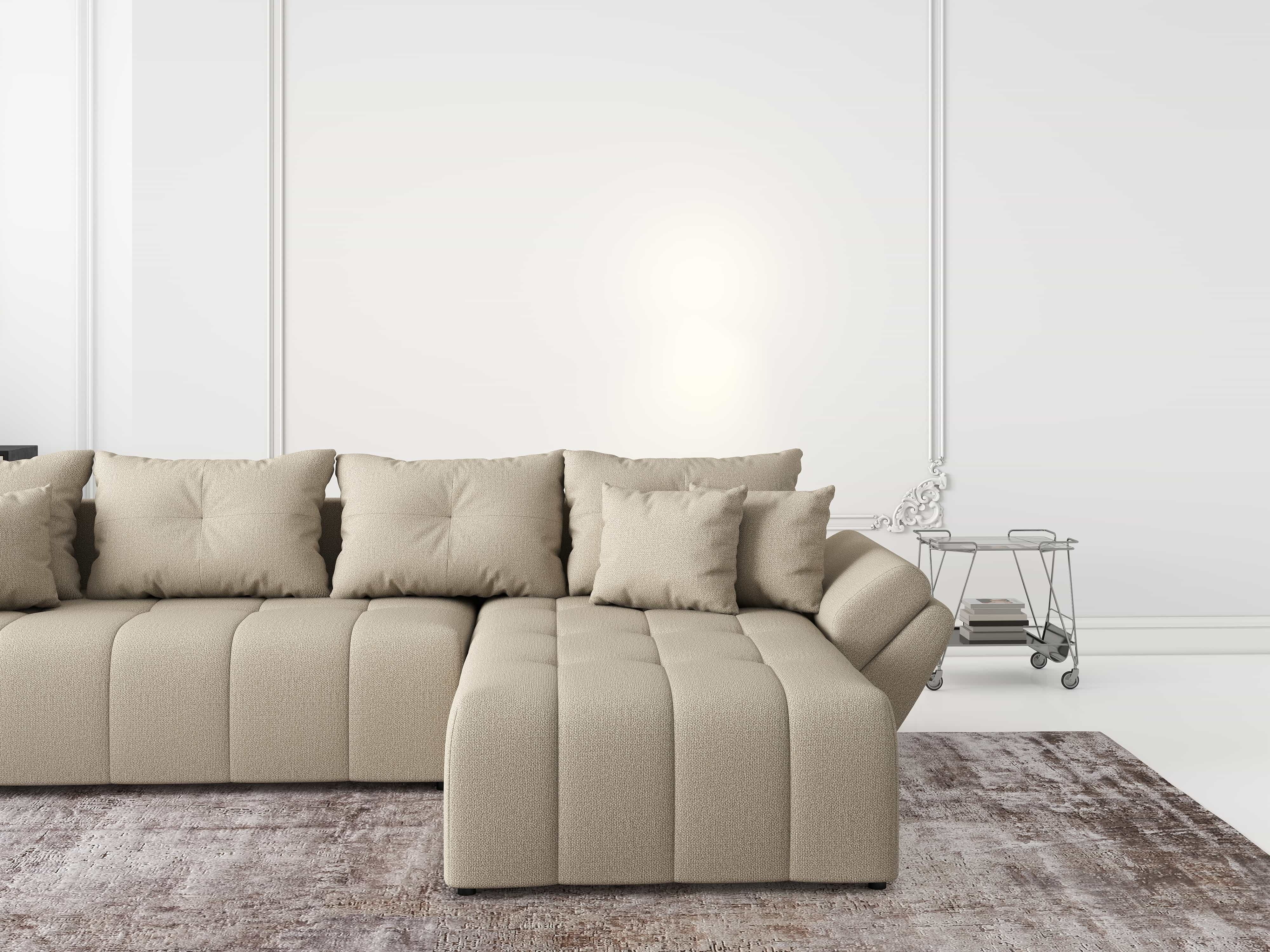 Colțar extensibil dumonde cu ladă de depozitare si sezut confortabil din spuma HR, Berlin XL Enjoy Camel 350x185 cm II Fabrica