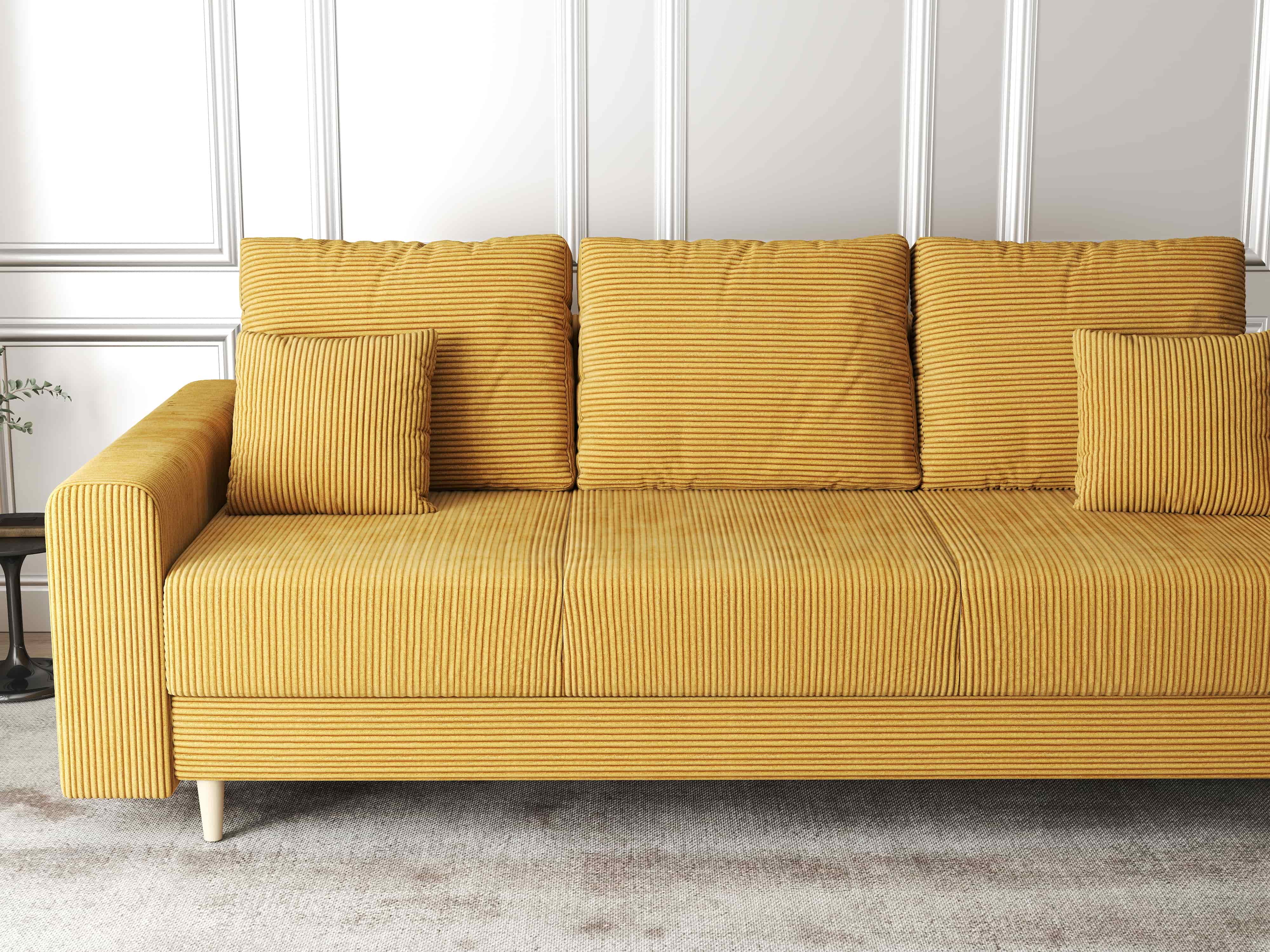 Canapea extensibilă dumonde cu ladă de depozitare si sezut confortabil din spuma HR, Kronos Zoom Mustar 210x100 cm fabrica