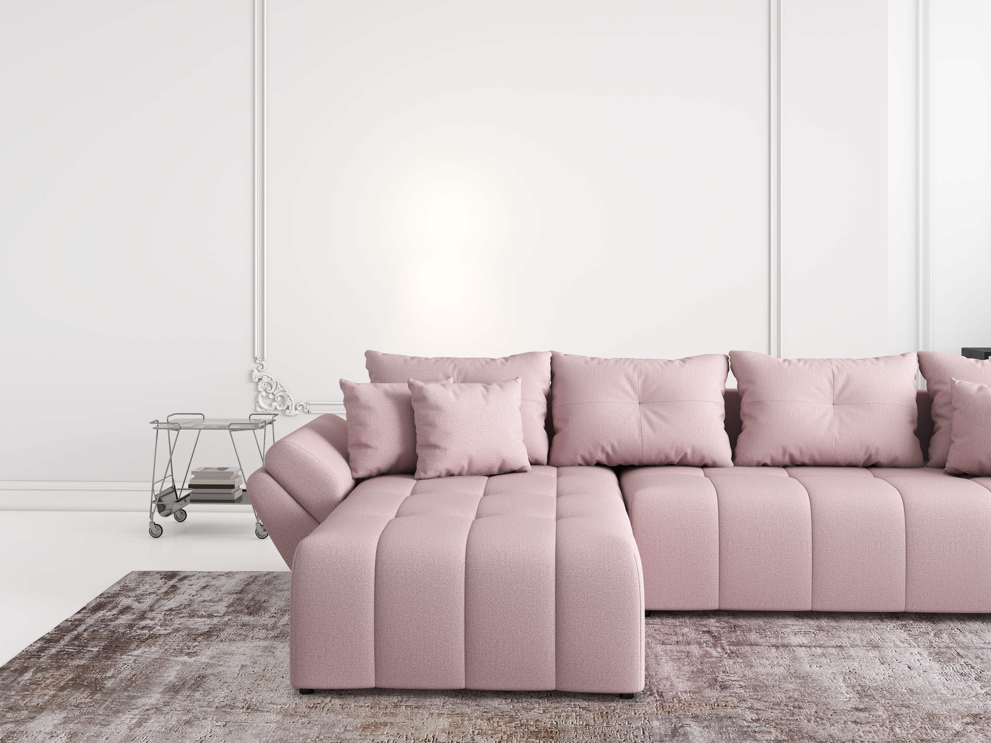 Colțar extensibil dumonde cu ladă de depozitare si sezut confortabil din spuma HR, Berlin XL Enjoy Flamingo 350x185 cm Fabrica