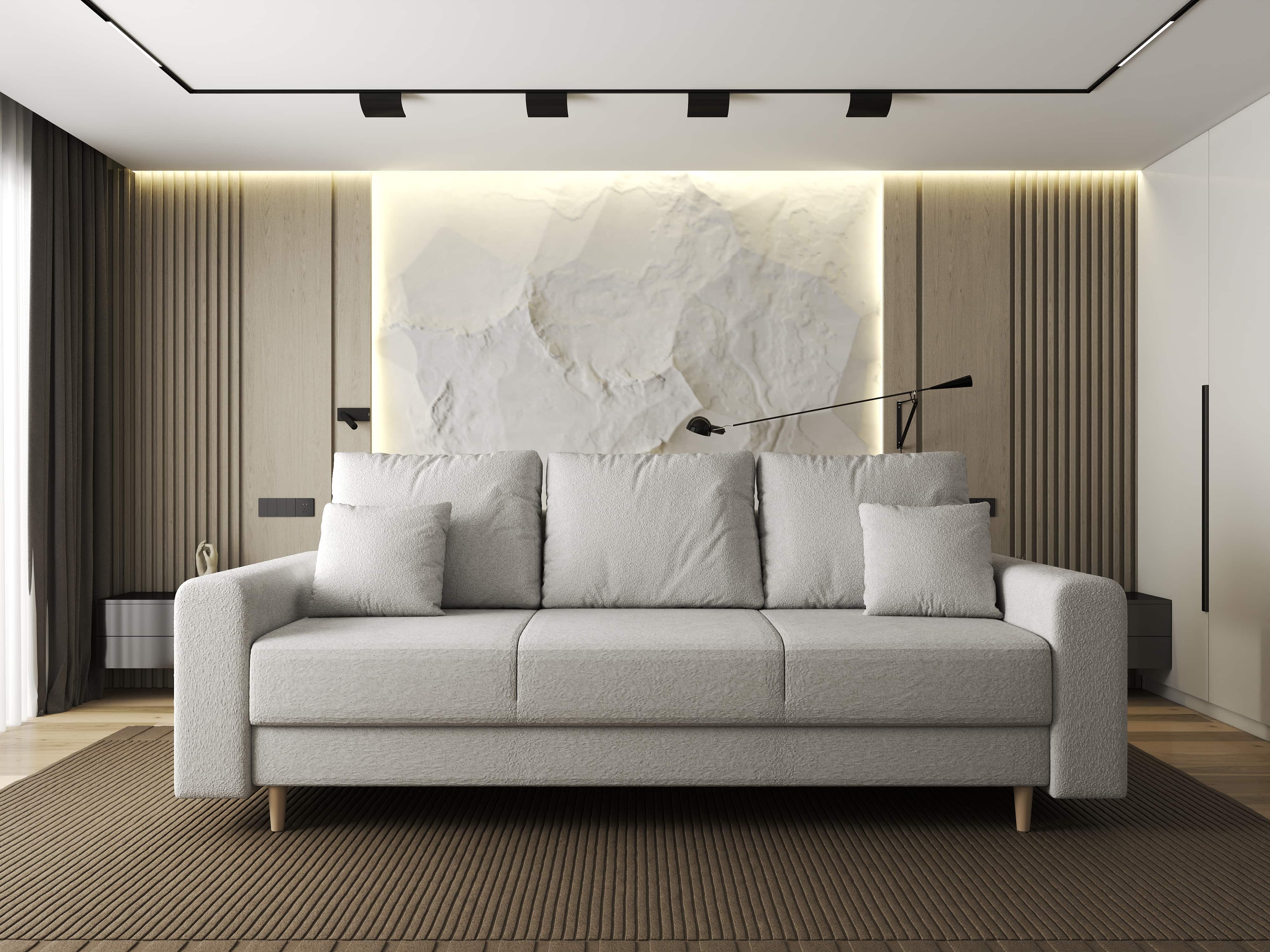 Canapea extensibilă dumonde cu ladă de depozitare si sezut confortabil din spuma HR, Kronos Euphoria Ivory 210x100 cm fabrica