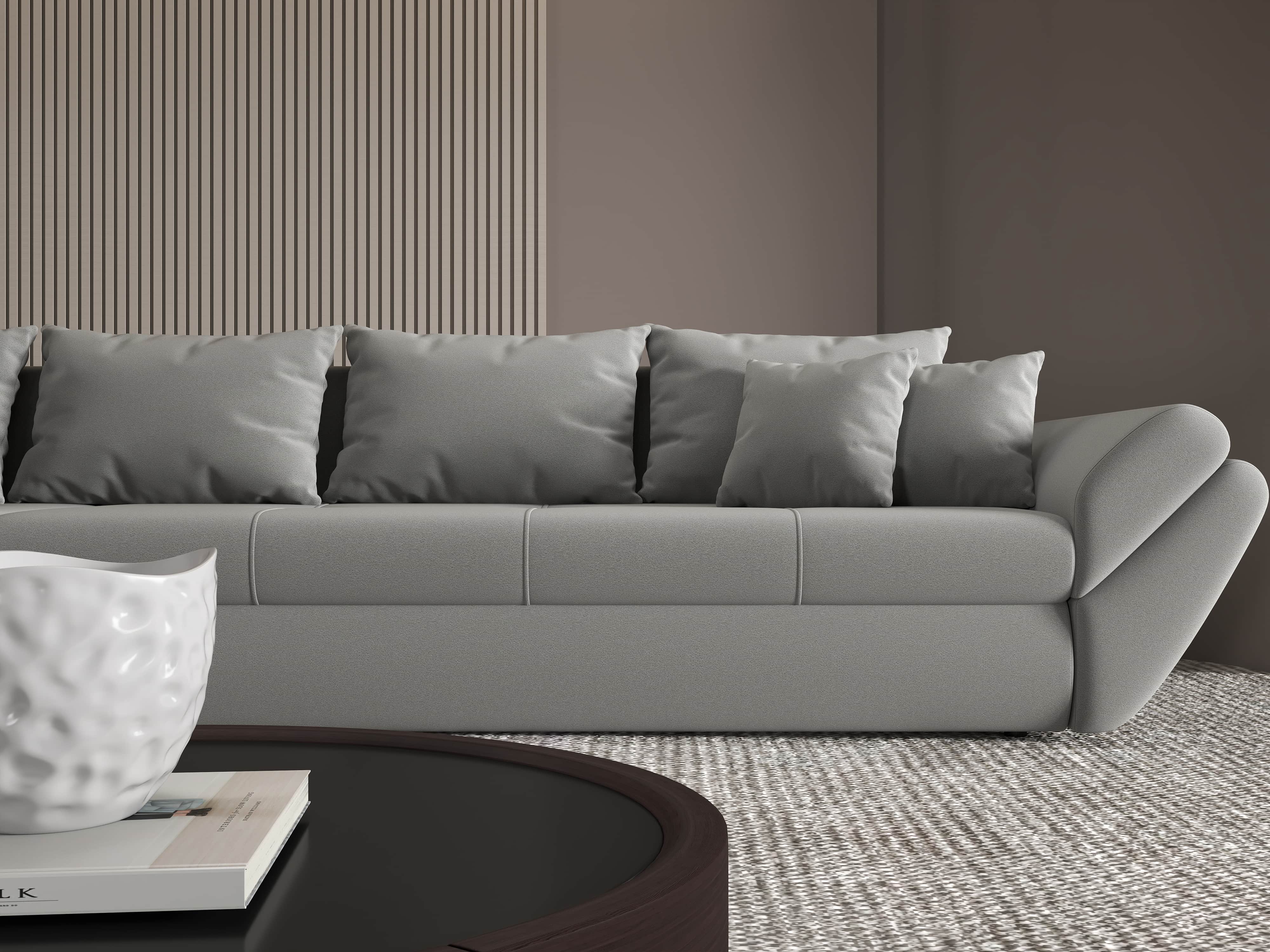 Colțar extensibil dumonde cu ladă de depozitare si sezut confortabil din spuma HR, Loana XL Royal Antracit 335x185 cm Fabrica