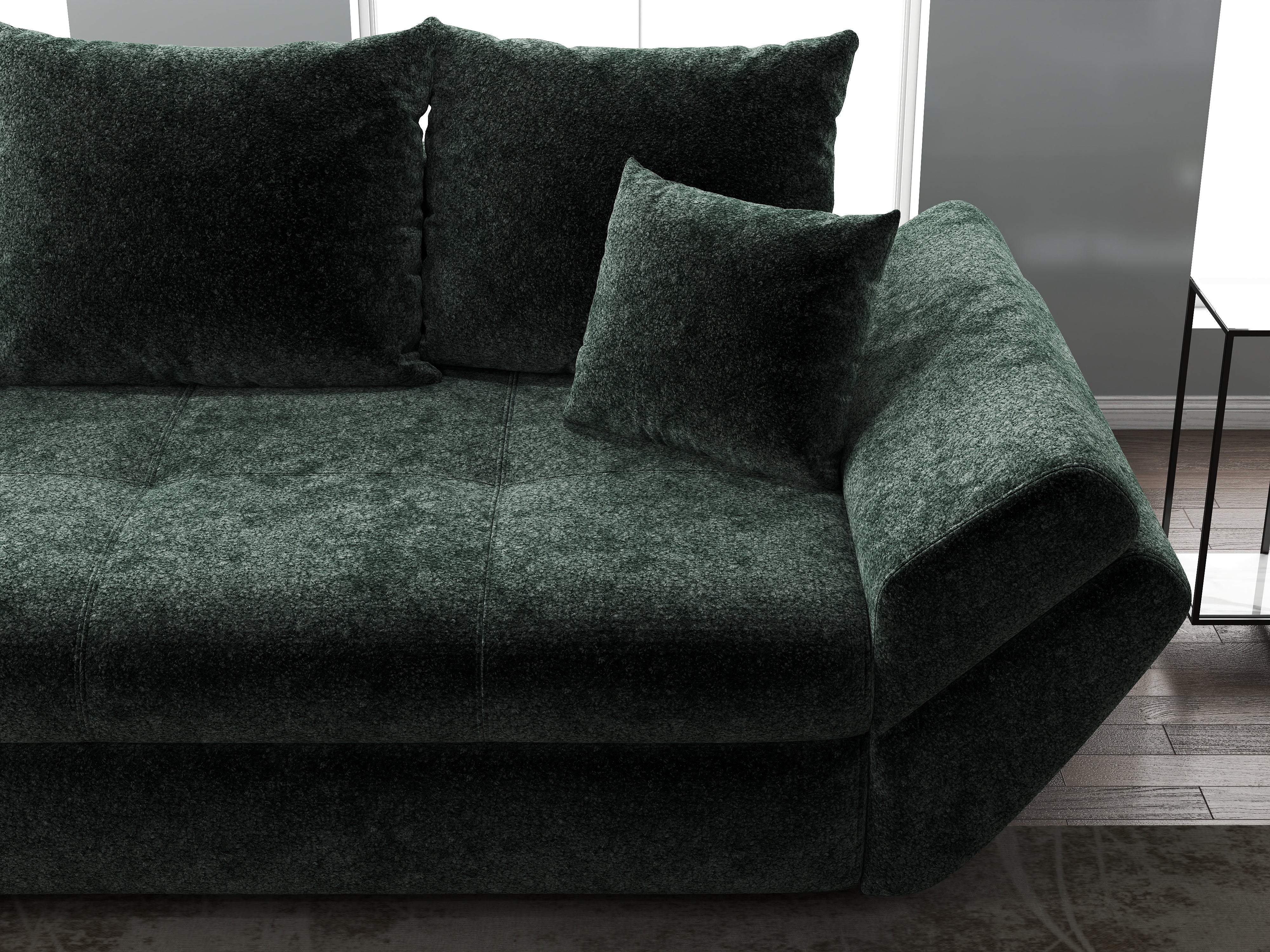 Canapea extensibilă dumonde cu ladă de depozitare si sezut confortabil din spuma HR, Loana Euphoria Verde 250x100 cm Fabrica