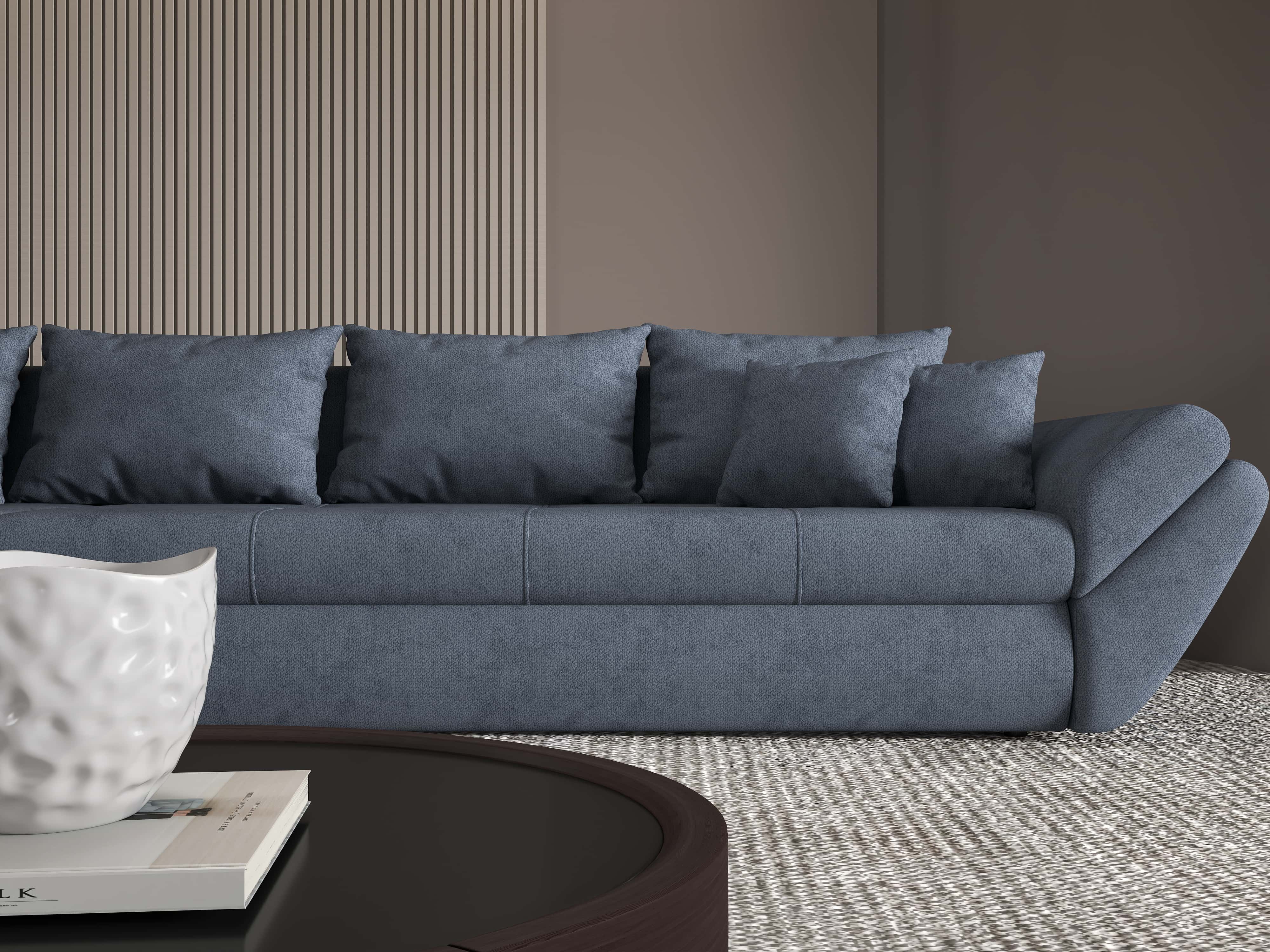 Colțar extensibil dumonde cu ladă de depozitare si sezut confortabil din spuma HR, Loana XL Enjoy Antracit 335x185 cm Fabrica