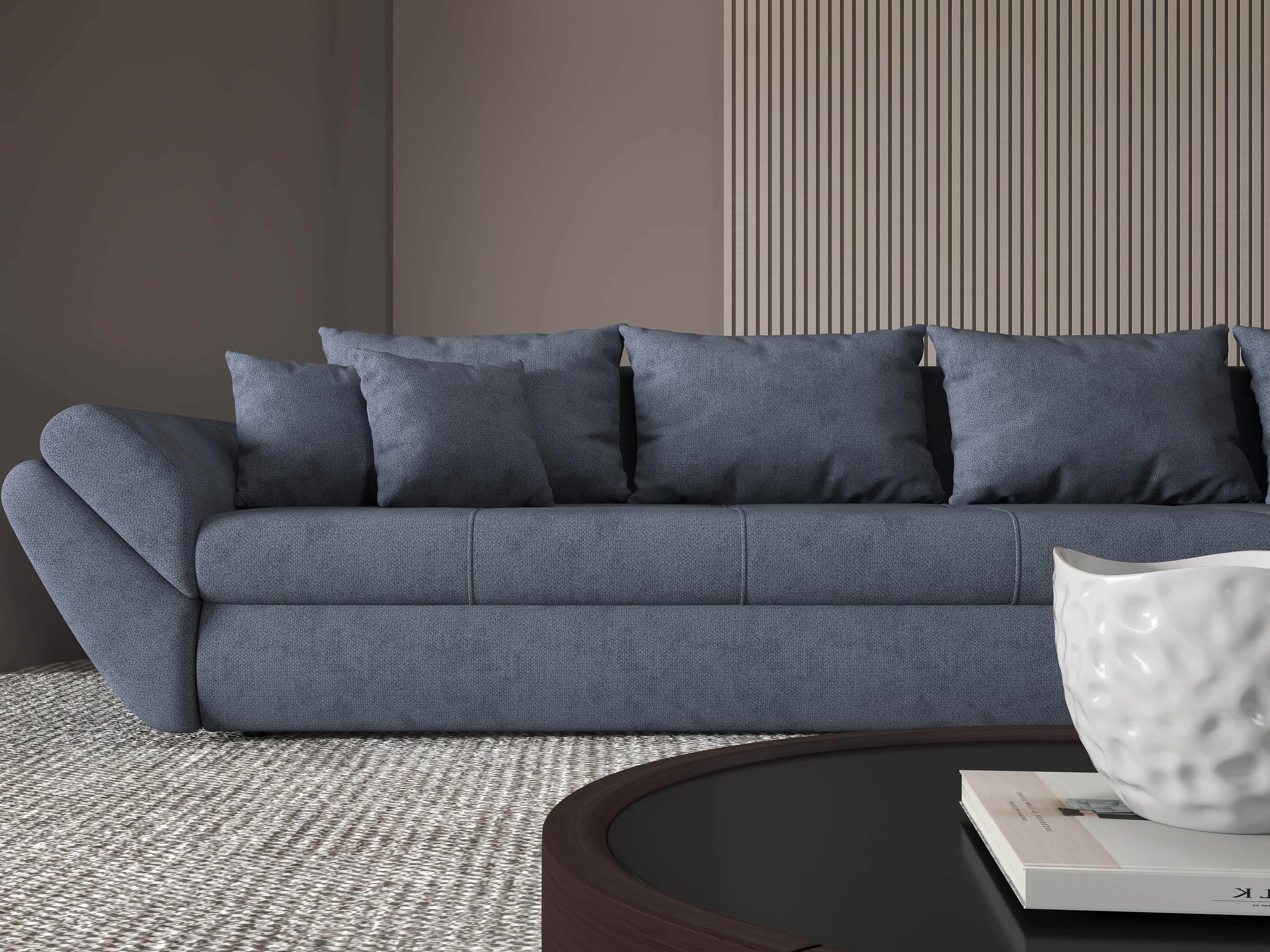 Colțar extensibil dumonde cu ladă de depozitare si sezut confortabil din spuma HR, Loana XL Enjoy Antracit II 335x185 cm Fabrica