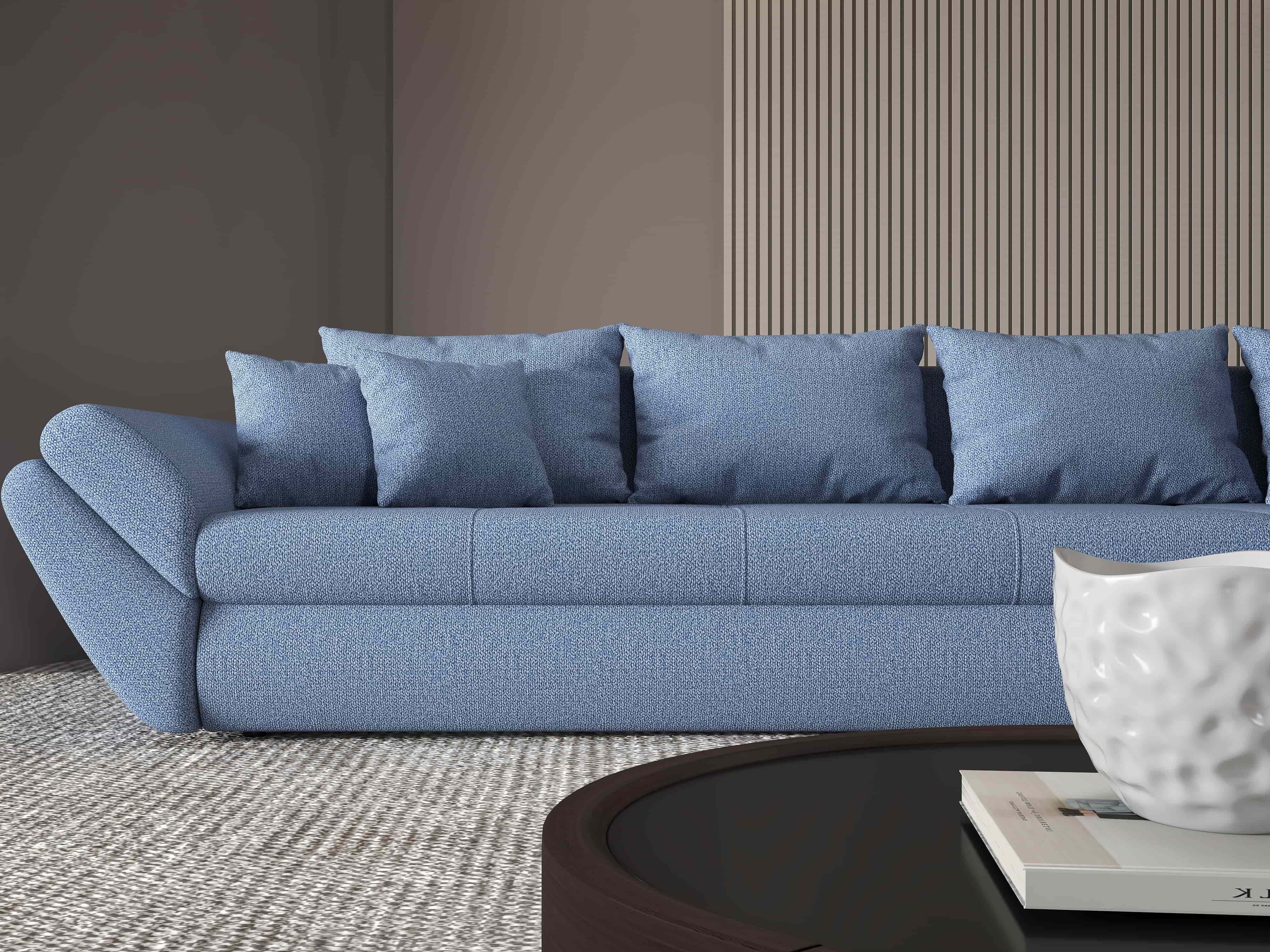 Colțar extensibil dumonde cu ladă de depozitare si sezut confortabil din spuma HR, Loana XL Enjoy Albastru II 335x185 cm Fabrica