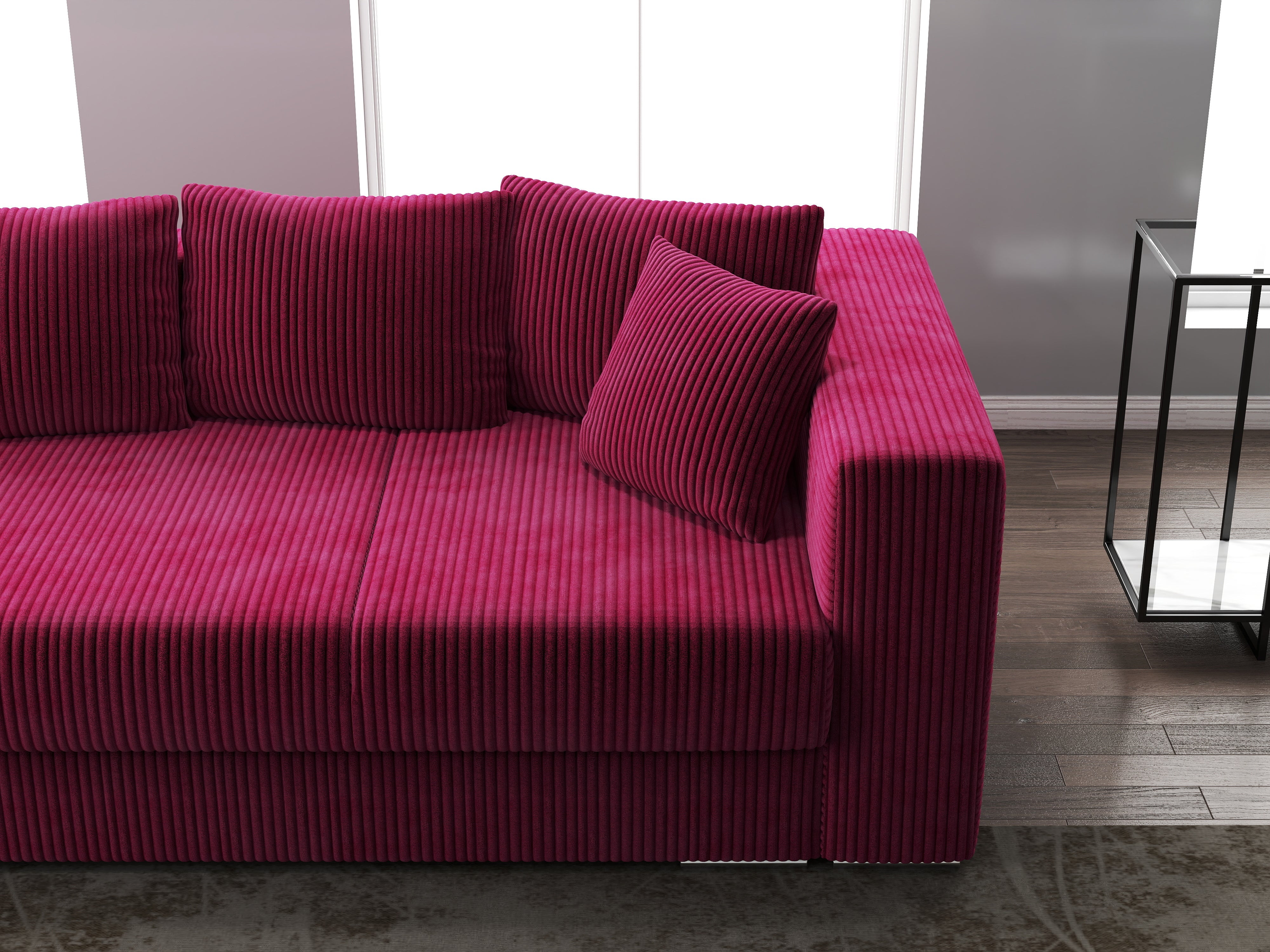 Canapea extensibilă dumonde cu ladă de depozitare si sezut confortabil din spuma HR, Gloria Zoom Red 240x100 cm Fabrica