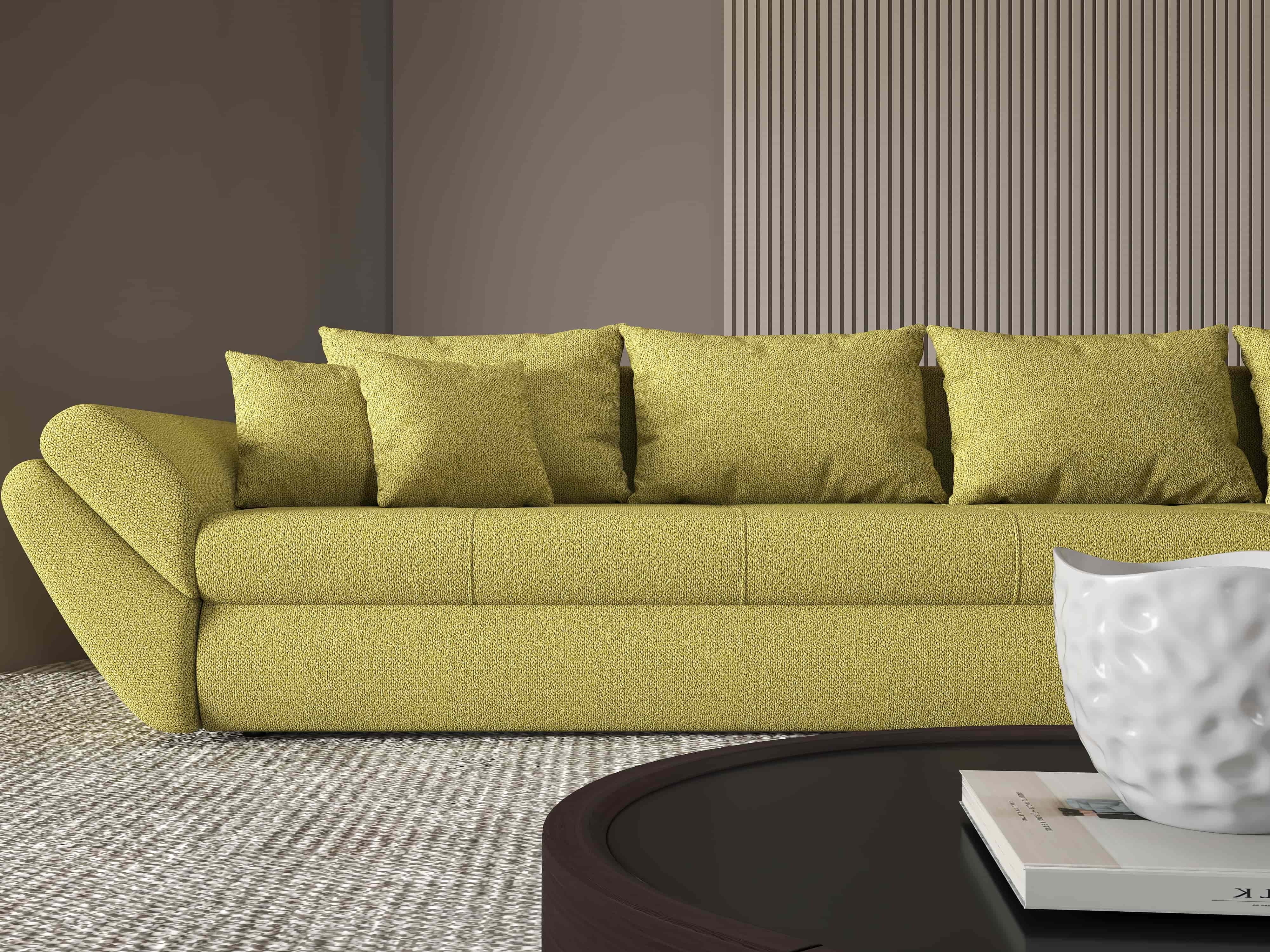 Colțar extensibil dumonde cu ladă de depozitare si sezut confortabil din spuma HR, Loana XL Enjoy Verde II 335x185 cm Fabrica