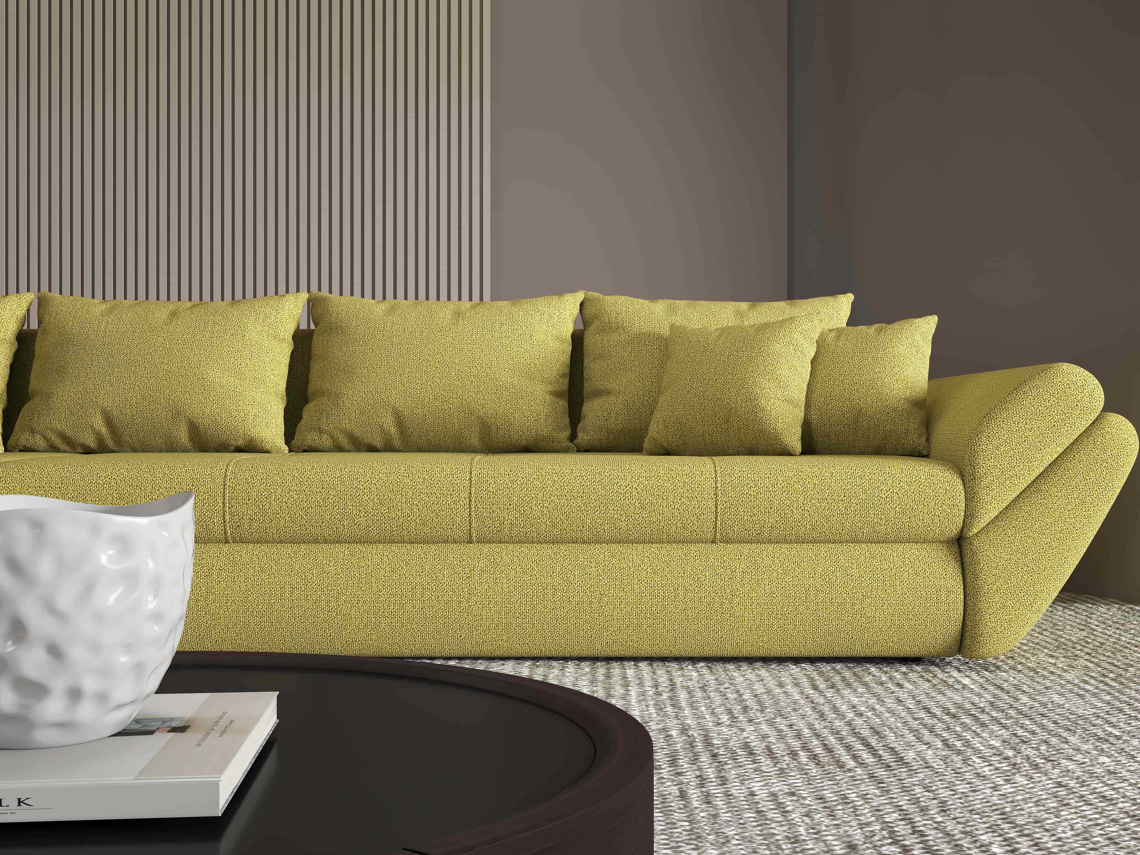 Colțar extensibil dumonde cu ladă de depozitare si sezut confortabil din spuma HR, Loana XL Enjoy Verde 335x185 cm Fabrica