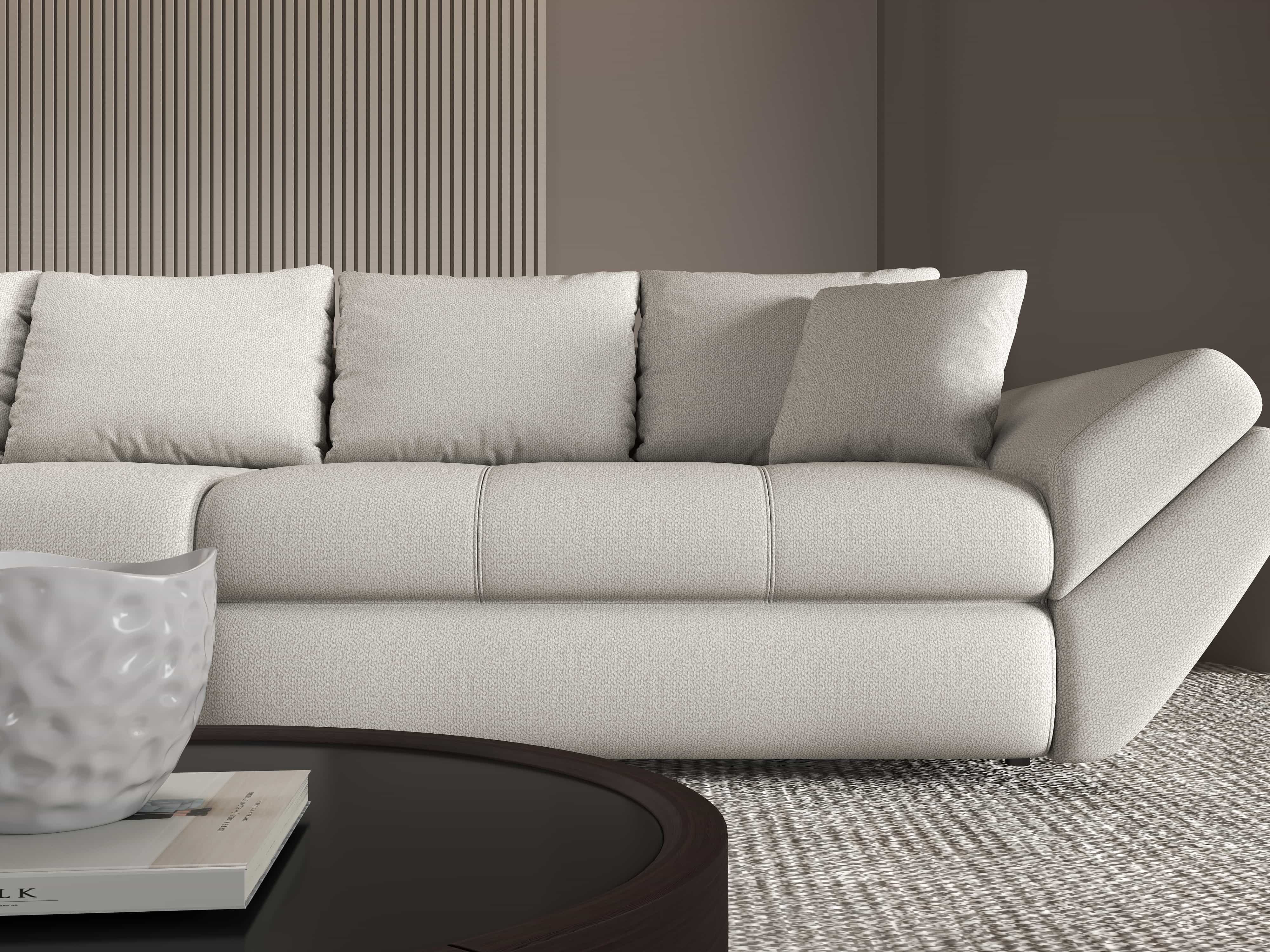 Canapea extensibilă dumonde cu ladă de depozitare si sezut confortabil din spuma HR, Loana Enjoy Bej 300x100 cm Fabrica