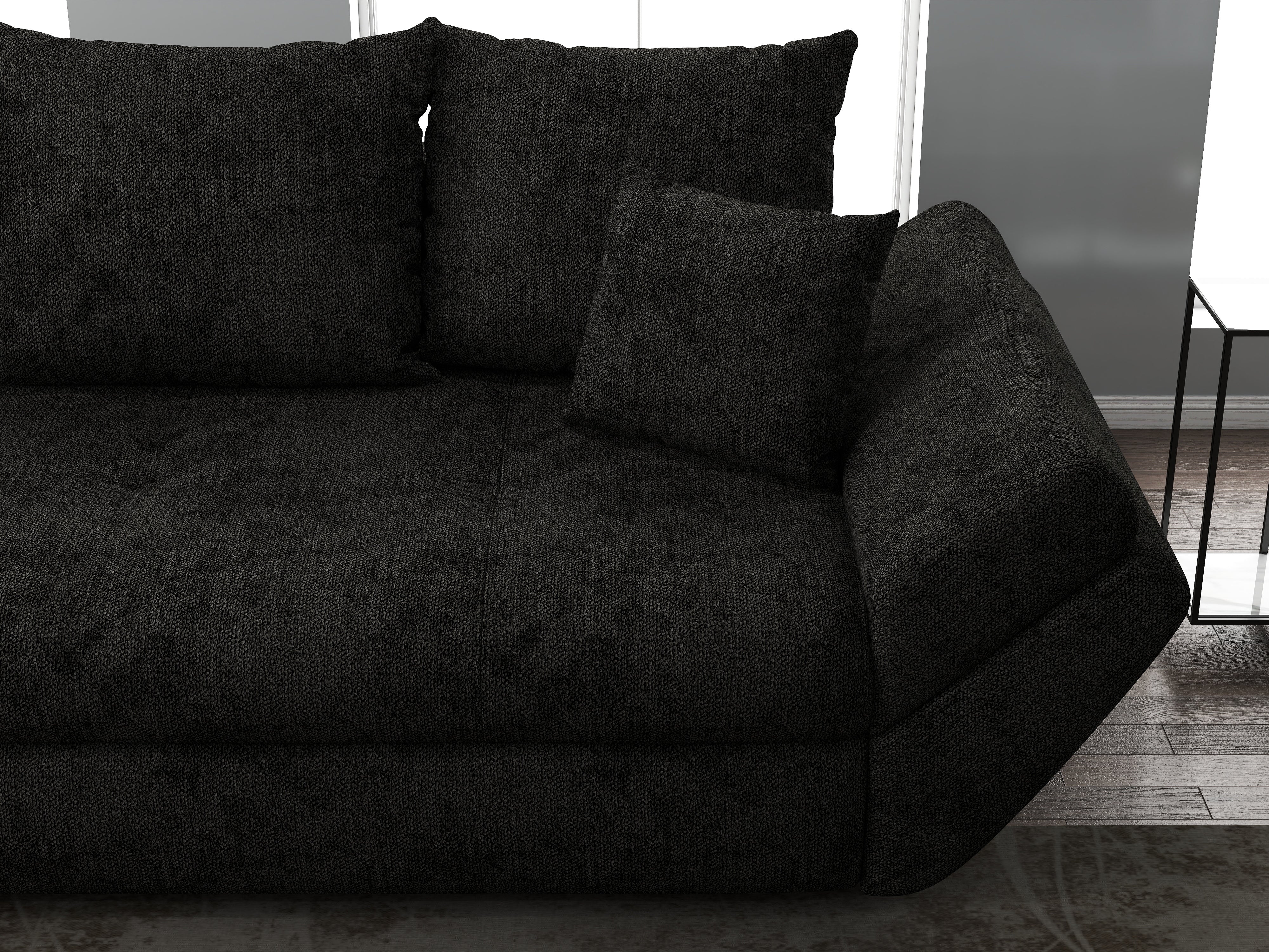 Canapea extensibilă dumonde cu ladă de depozitare si sezut confortabil din spuma HR, Loana Enjoy Black 250x100 cm Fabrica