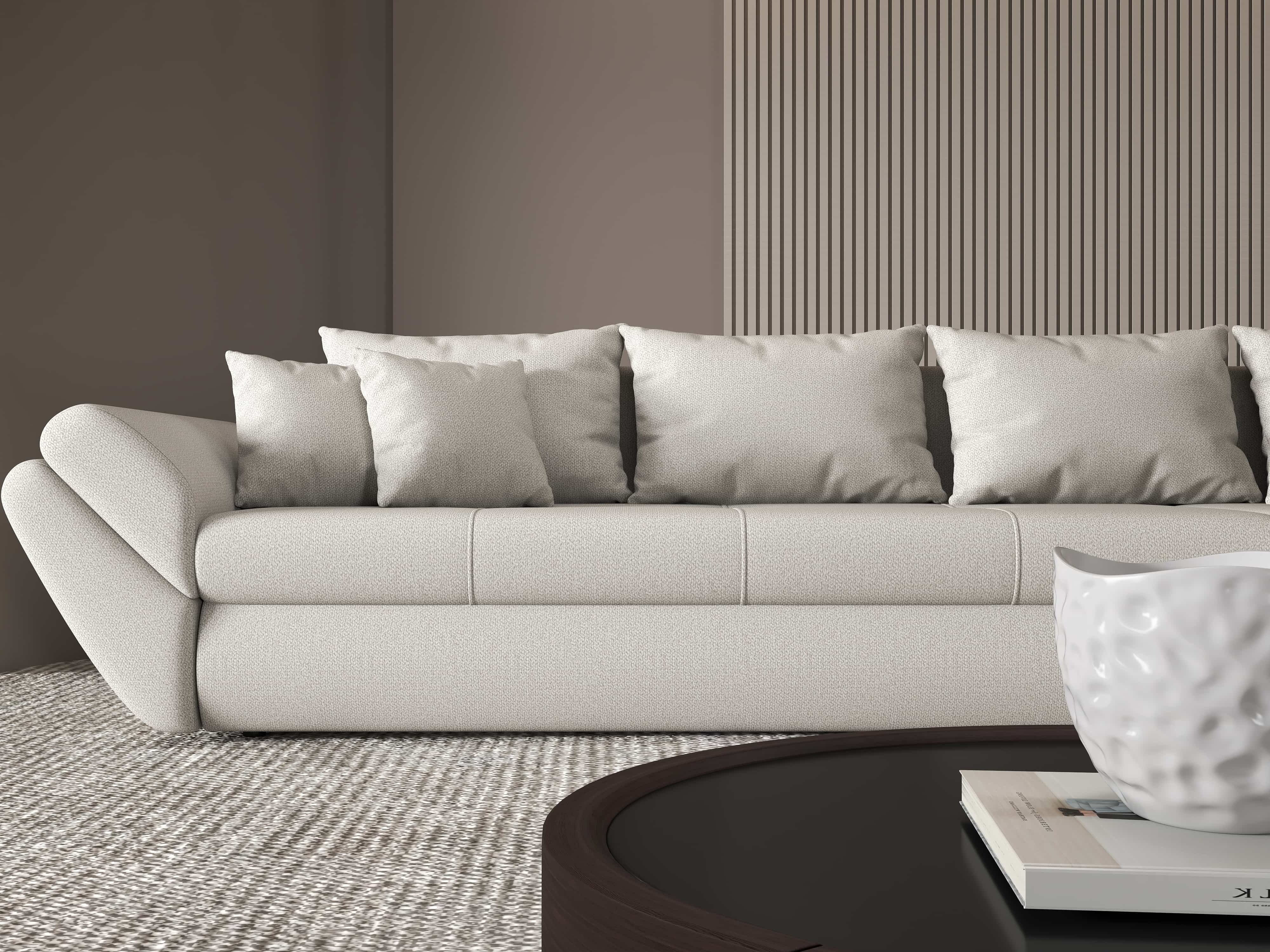 Colțar extensibil dumonde cu ladă de depozitare si sezut confortabil din spuma HR, Loana XL Enjoy Beige II 335x185 cm Fabrica