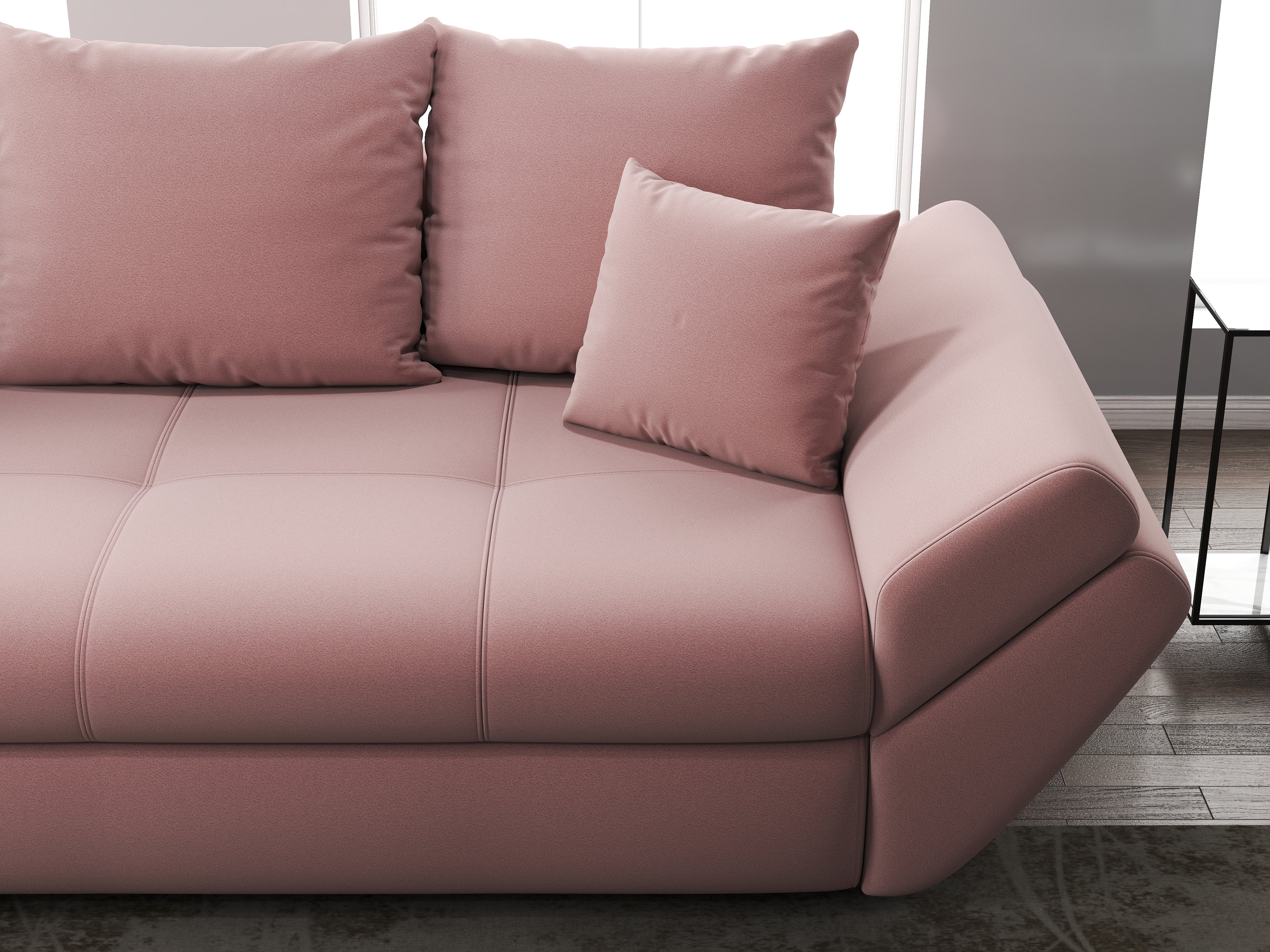Canapea extensibilă dumonde cu ladă de depozitare si sezut confortabil din spuma HR, Loana Royal Pink 250x100 cm Fabrica