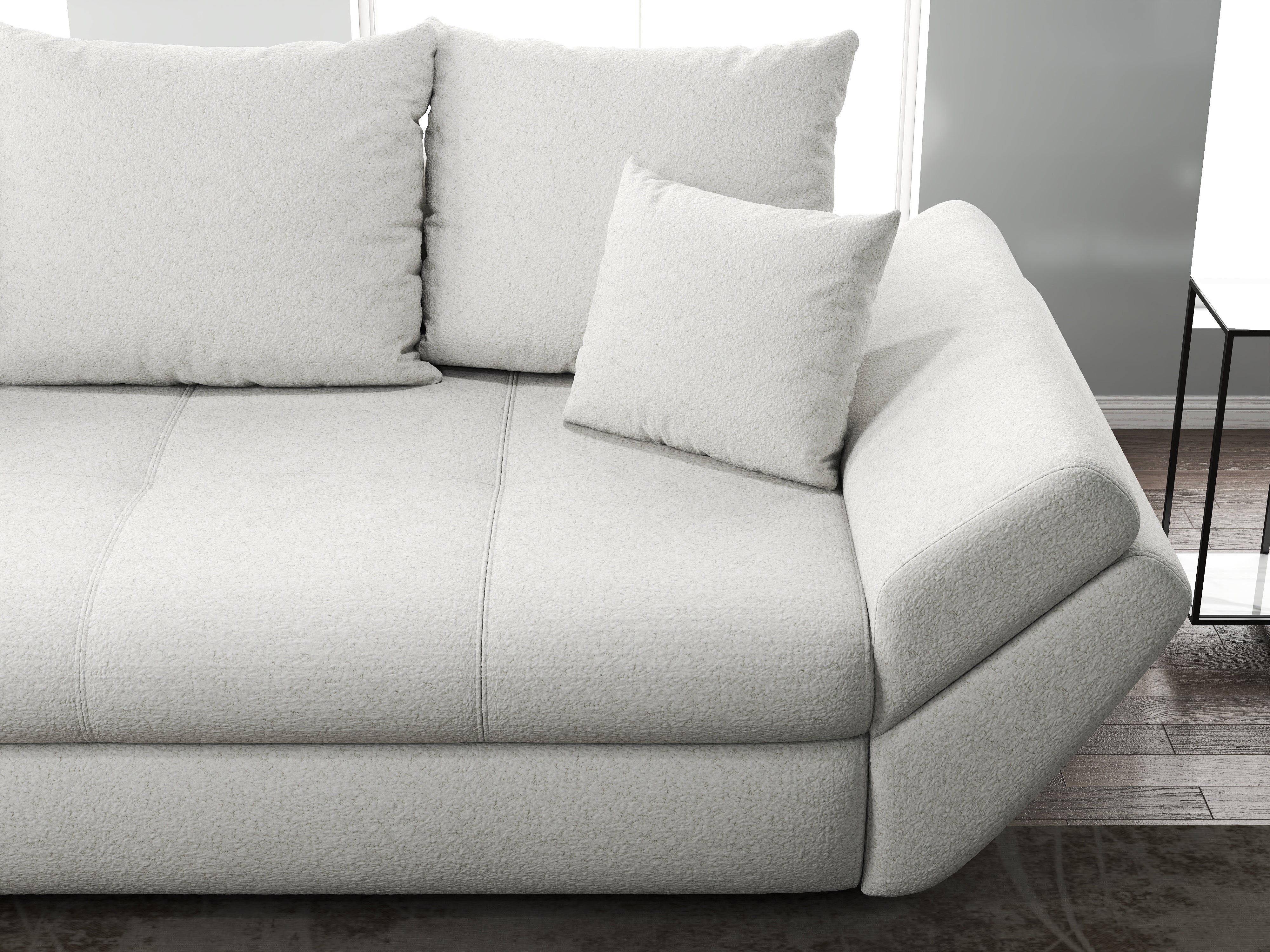 Canapea extensibilă dumonde cu ladă de depozitare si sezut confortabil din spuma HR, Loana Euphoria Ivory 250x100 cm Fabrica