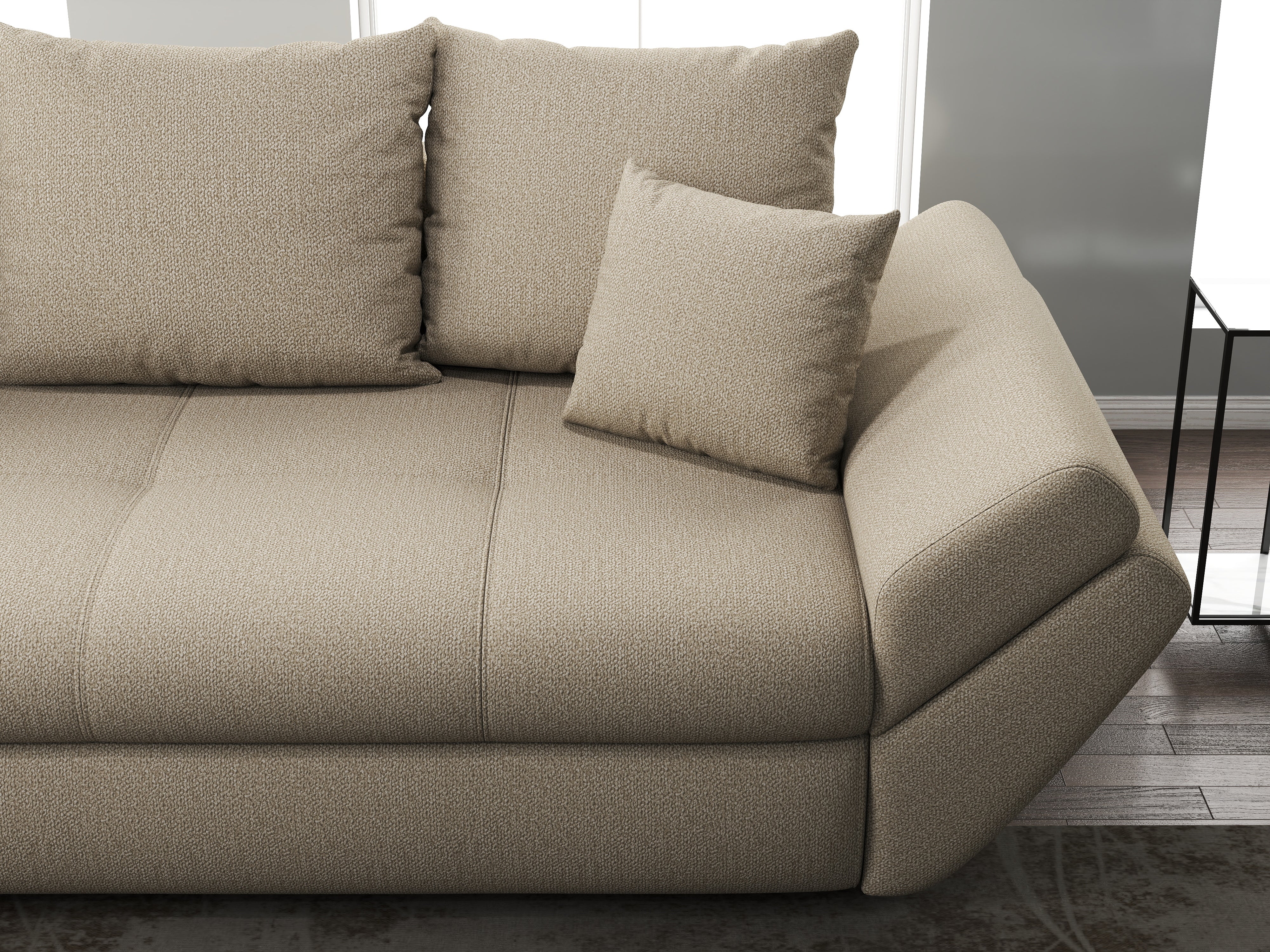 Canapea extensibilă dumonde cu ladă de depozitare si sezut confortabil din spuma HR, Loana Enjoy Camel 250x100 cm Fabrica