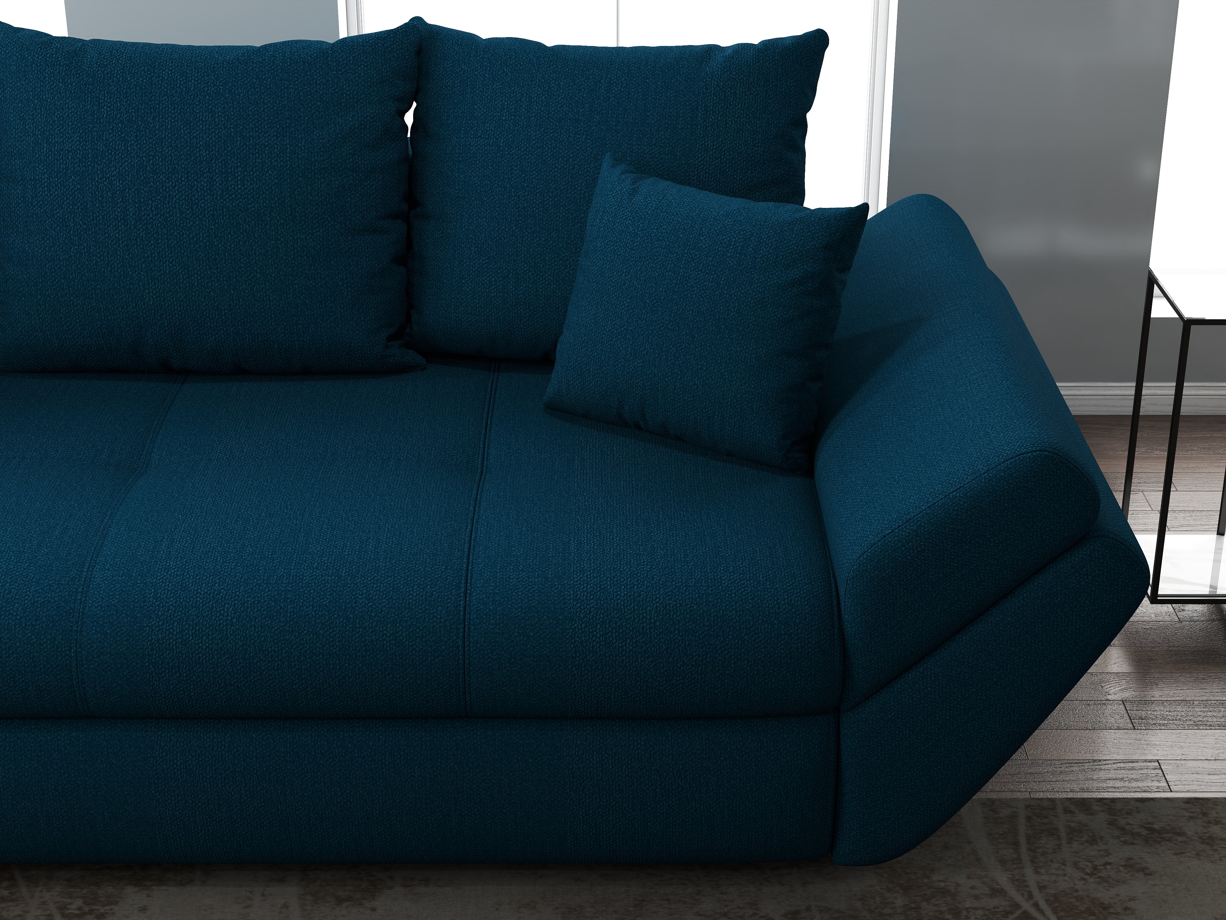 Canapea extensibilă dumonde cu ladă de depozitare si sezut confortabil din spuma HR, Loana Enjoy Petrol 250x100 cm Fabrica