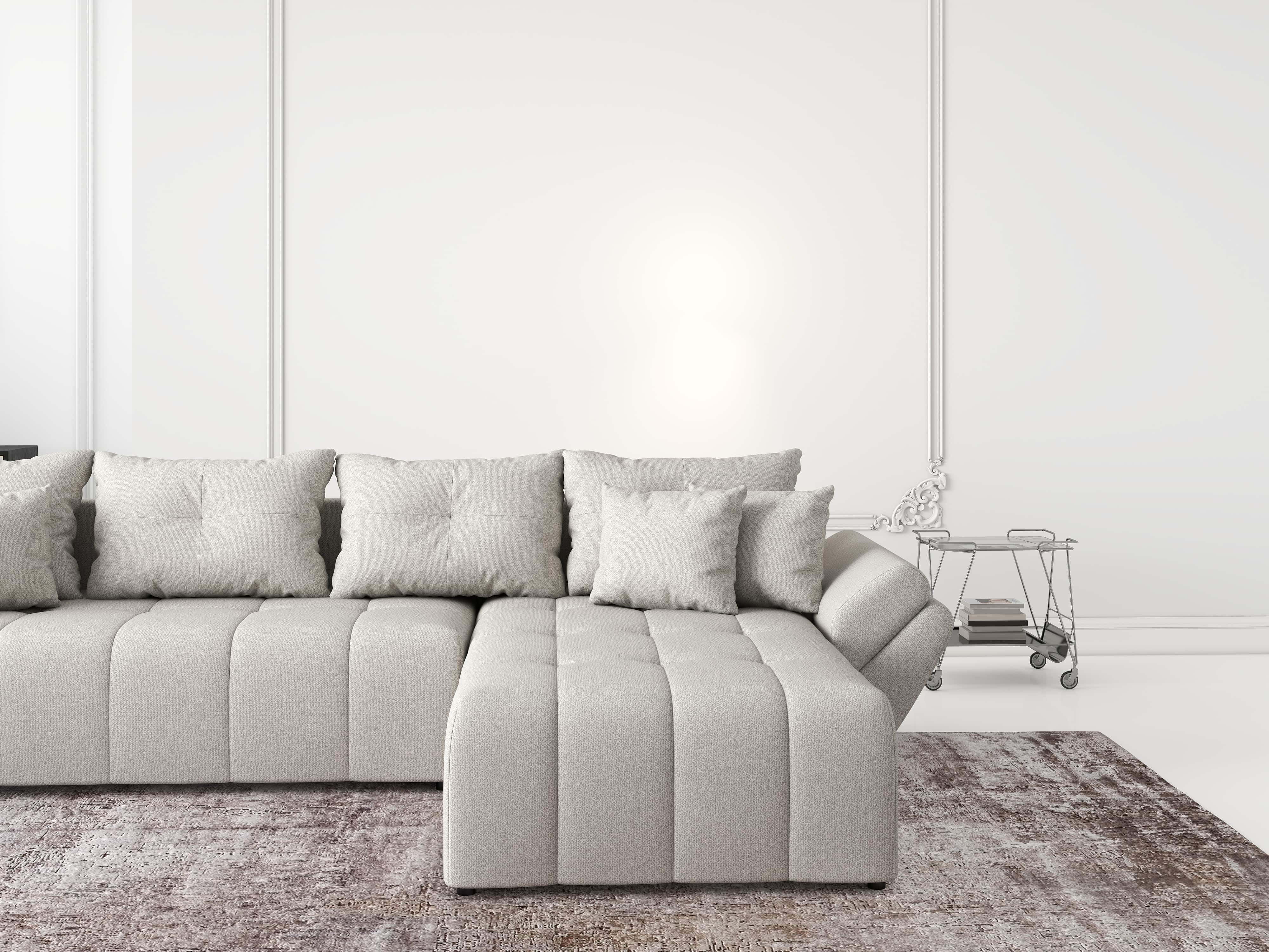 Colțar extensibil dumonde cu ladă de depozitare si sezut confortabil din spuma HR, Berlin XL Enjoy Beige 350x185 cm II Fabrica