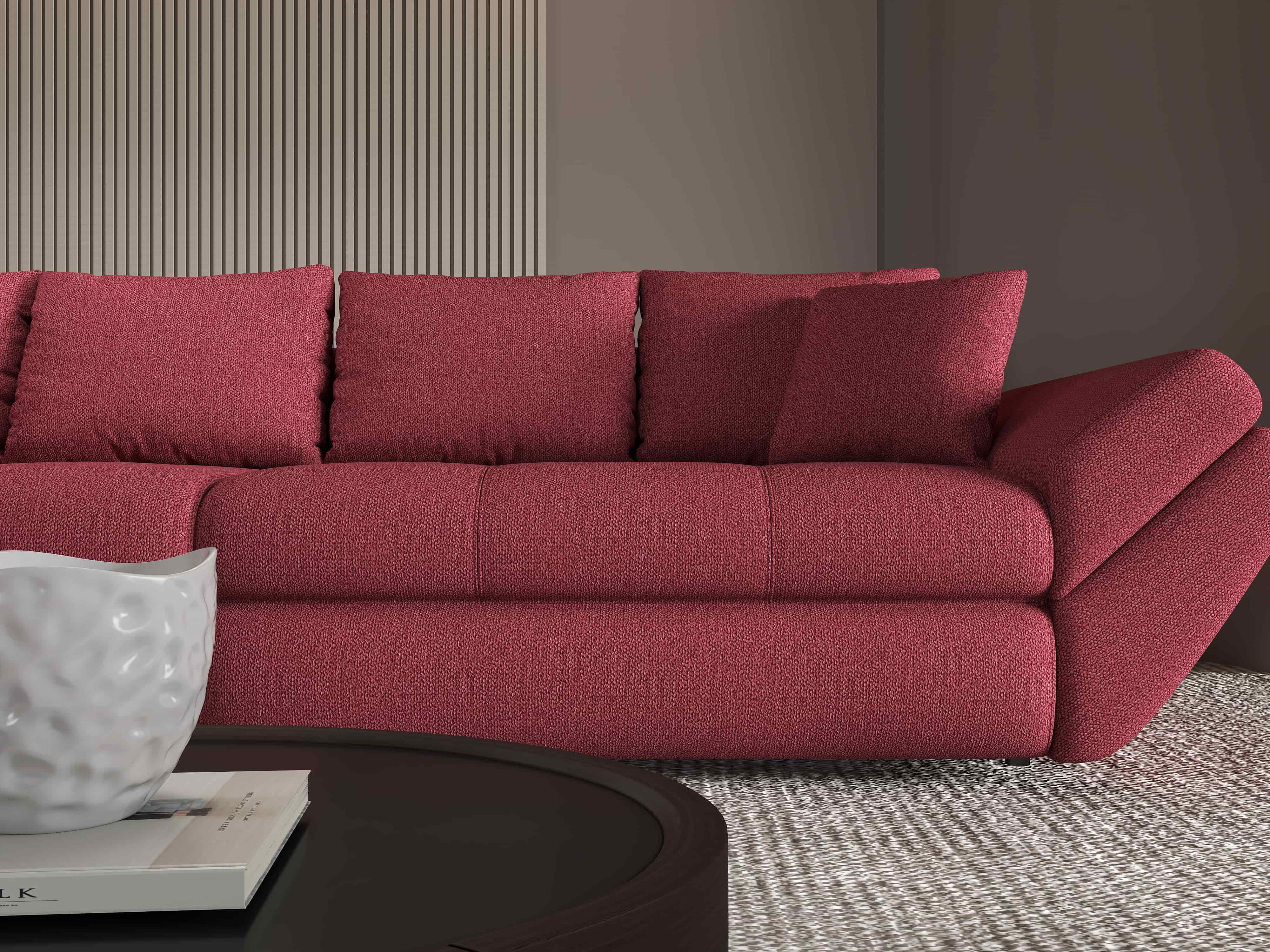 Canapea extensibilă dumonde cu ladă de depozitare si sezut confortabil din spuma HR, Loana Enjoy Rosu 300x100 cm Fabrica