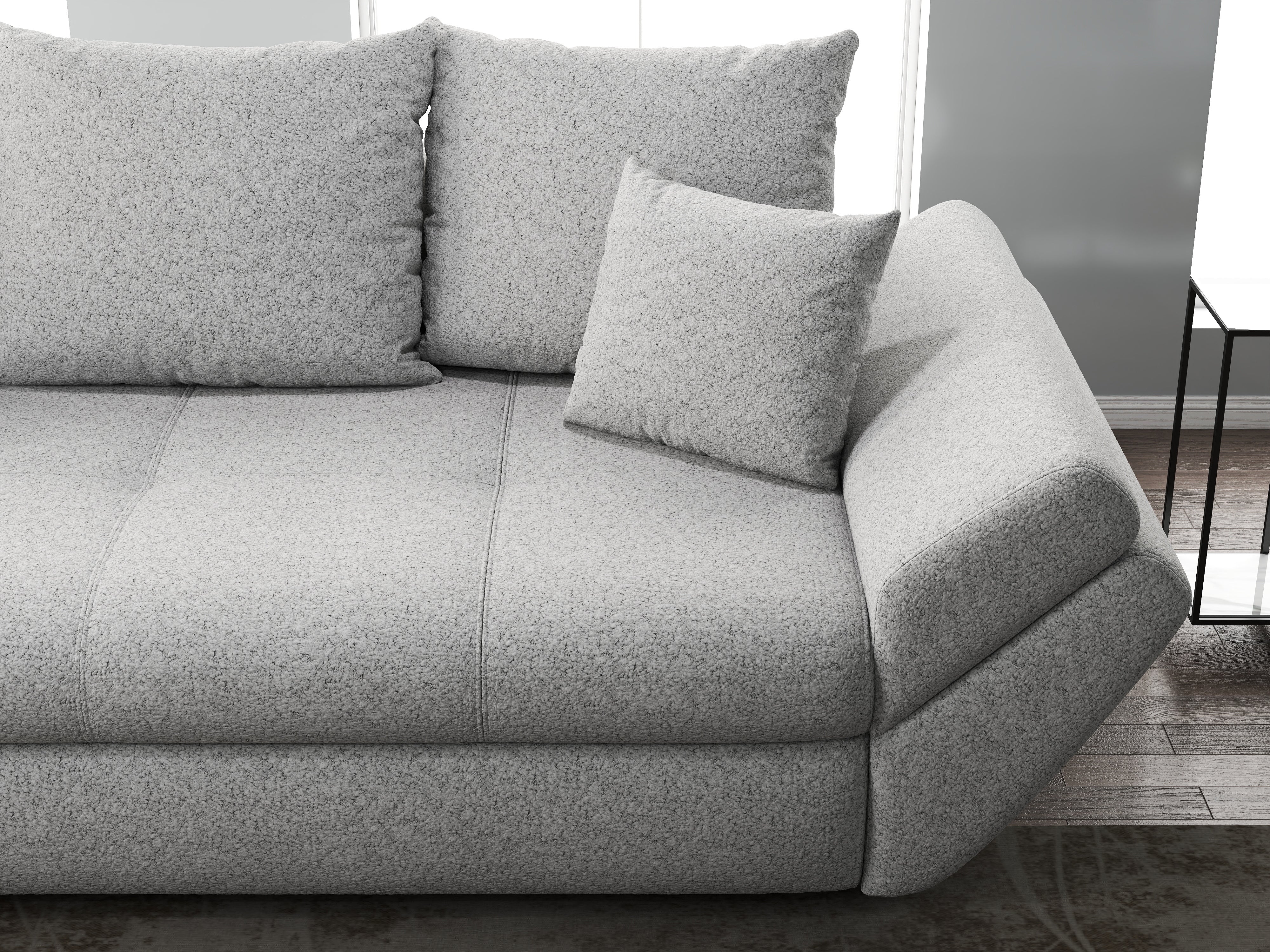 Canapea extensibilă dumonde cu ladă de depozitare si sezut confortabil din spuma HR, Loana Euphoria Dove 250x100 cm Fabrica