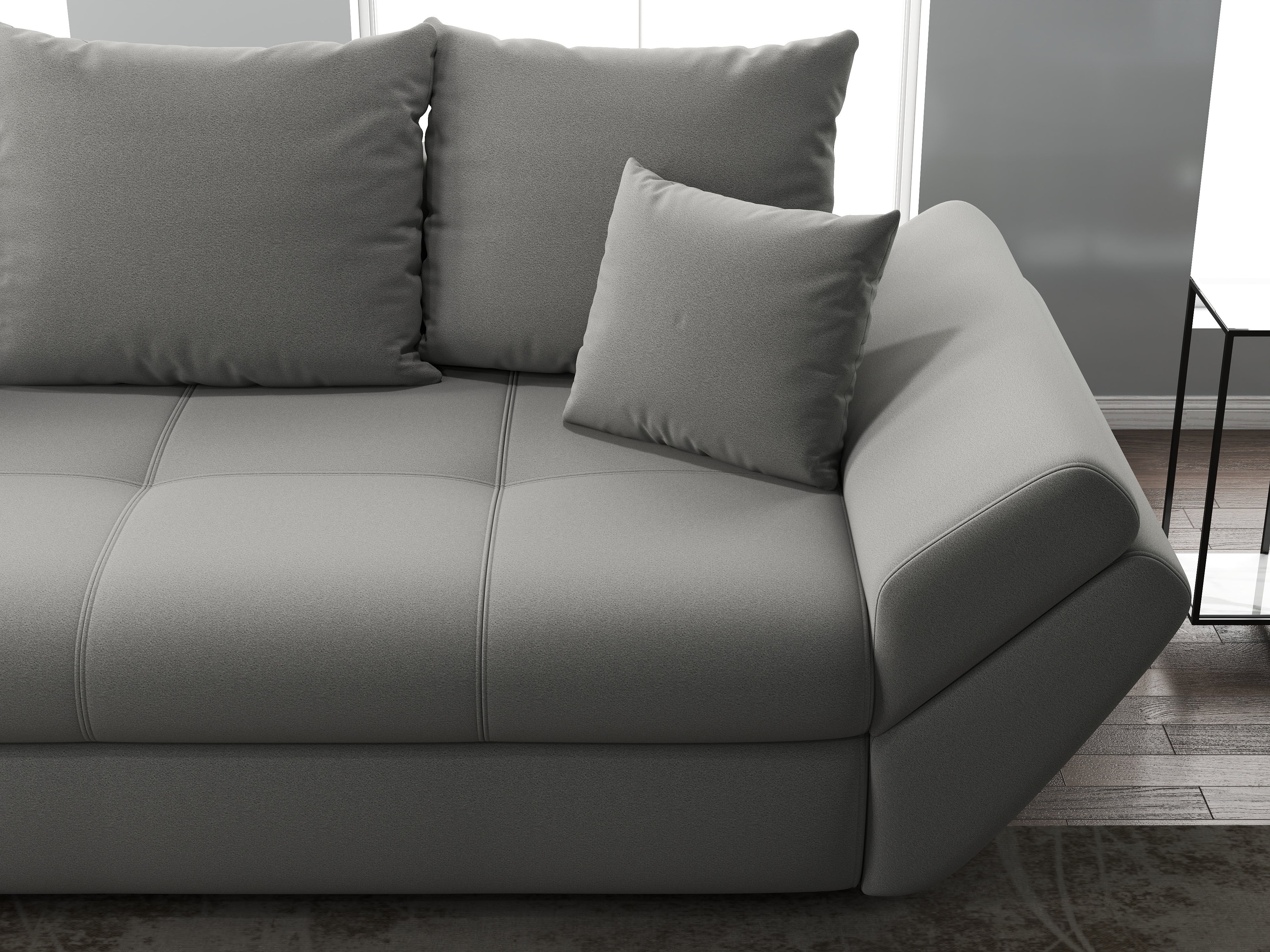 Canapea extensibilă dumonde cu ladă de depozitare si sezut confortabil din spuma HR, Loana Royal Grey 250x100 cm Fabrica