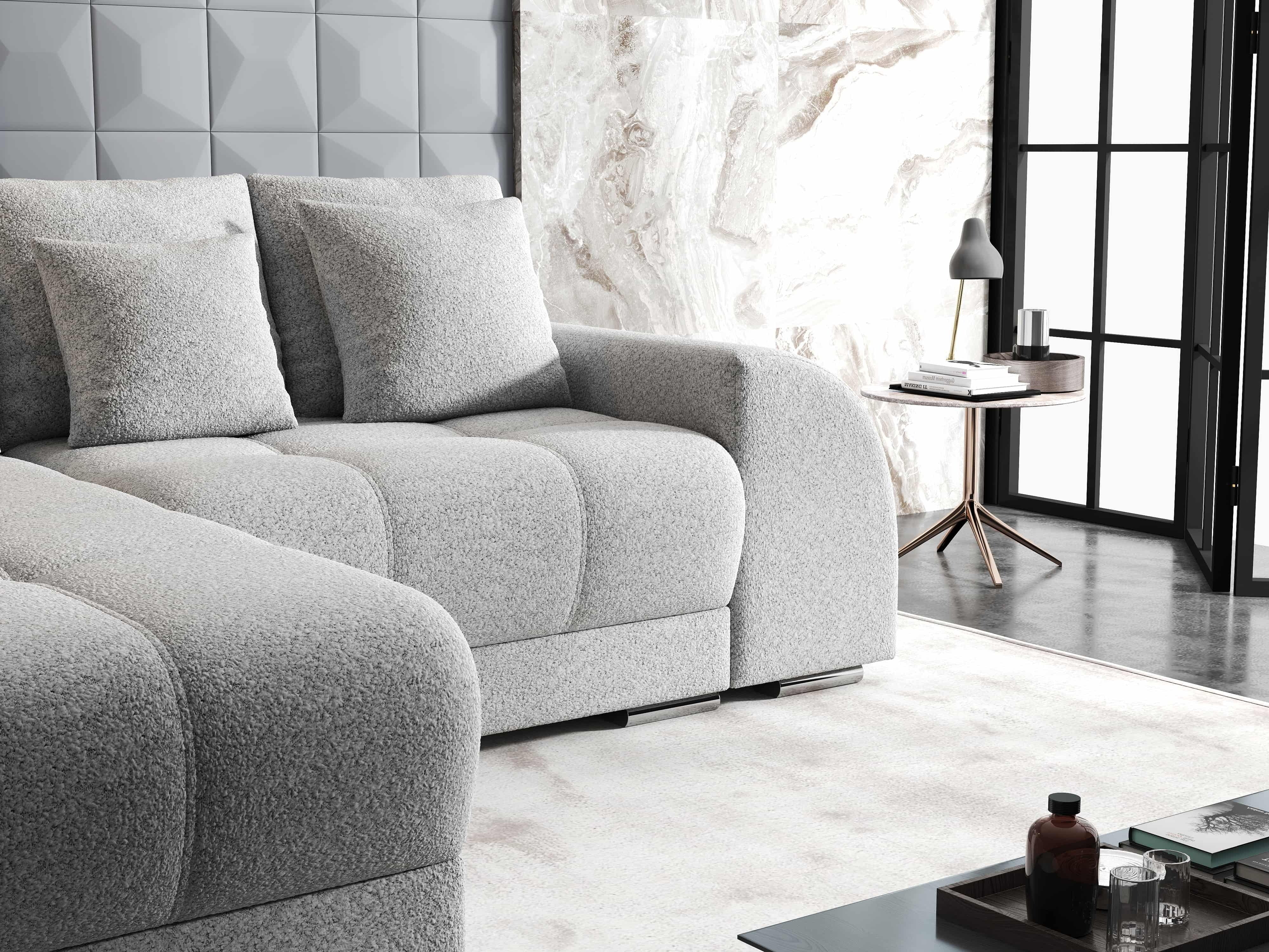 Colțar extensibil dumonde cu ladă de depozitare si sezut confortabil din spuma HR, Verona Euphoria Dove 290x185 cm Fabrica