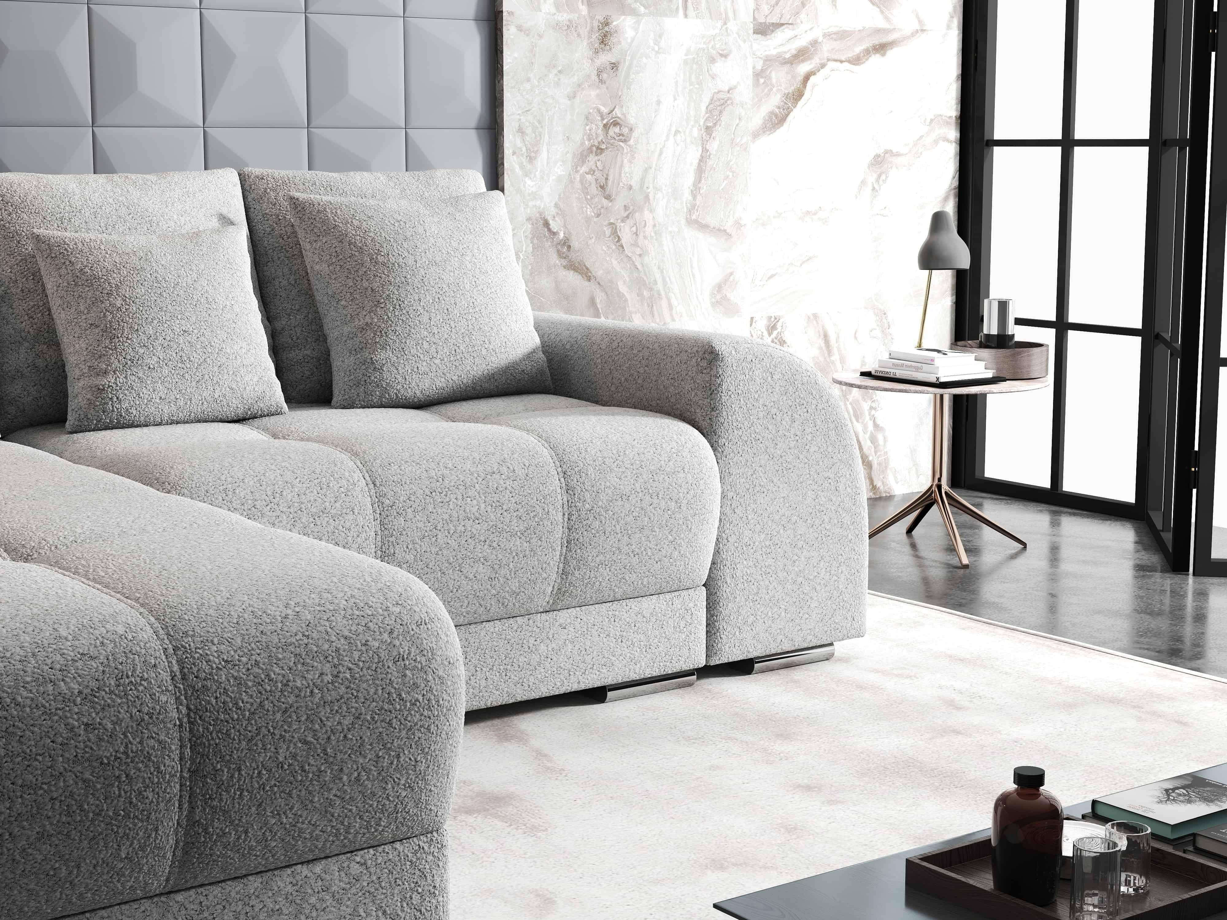 Colțar extensibil dumonde cu ladă de depozitare si sezut confortabil din spuma HR, Verona Euphoria Dove 290x185 cm Fabrica