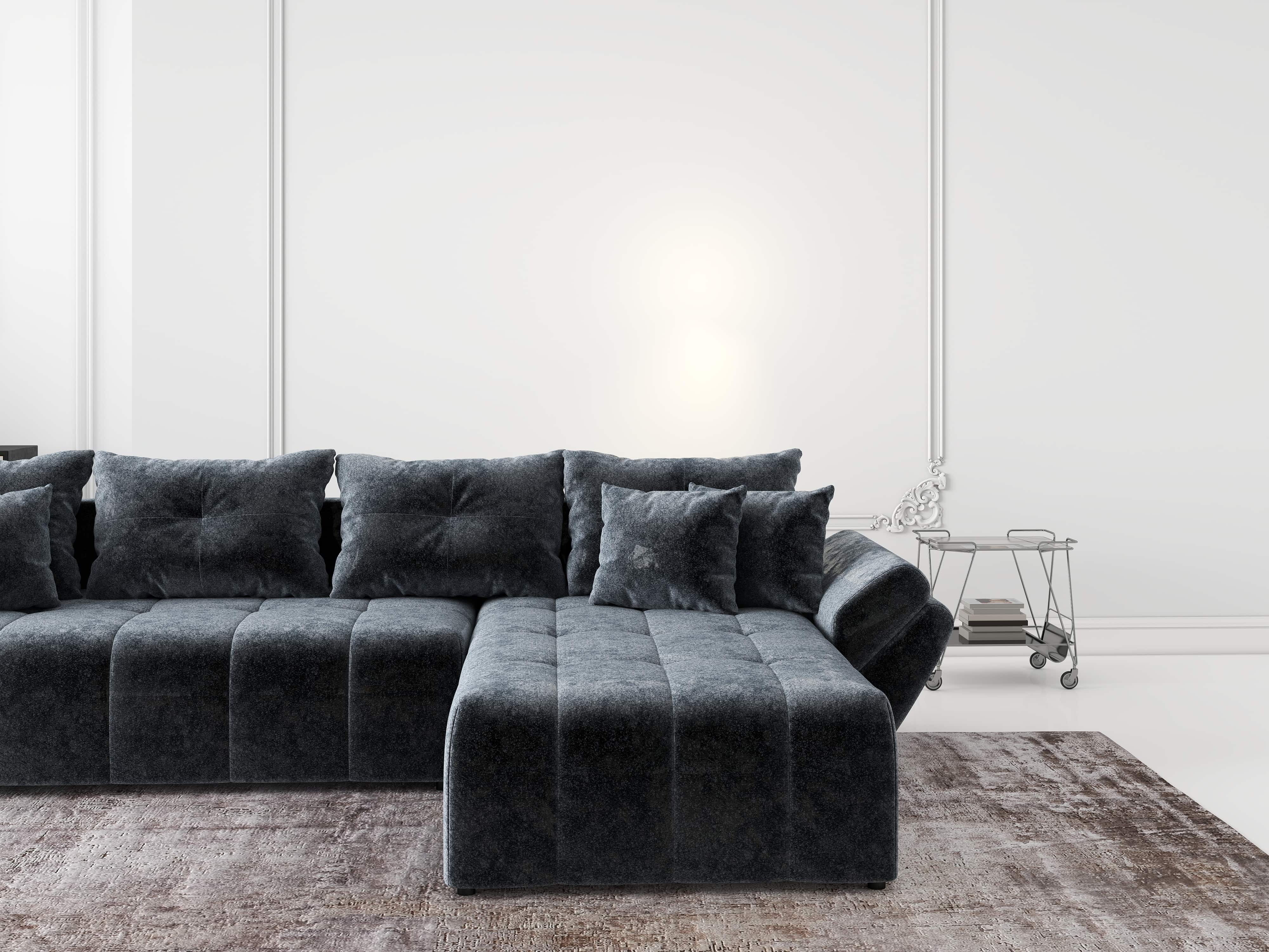 Colțar extensibil dumonde cu ladă de depozitare si sezut confortabil din spuma HR, Berlin XL Euphoria Graphite 350x185 cm II Fabrica