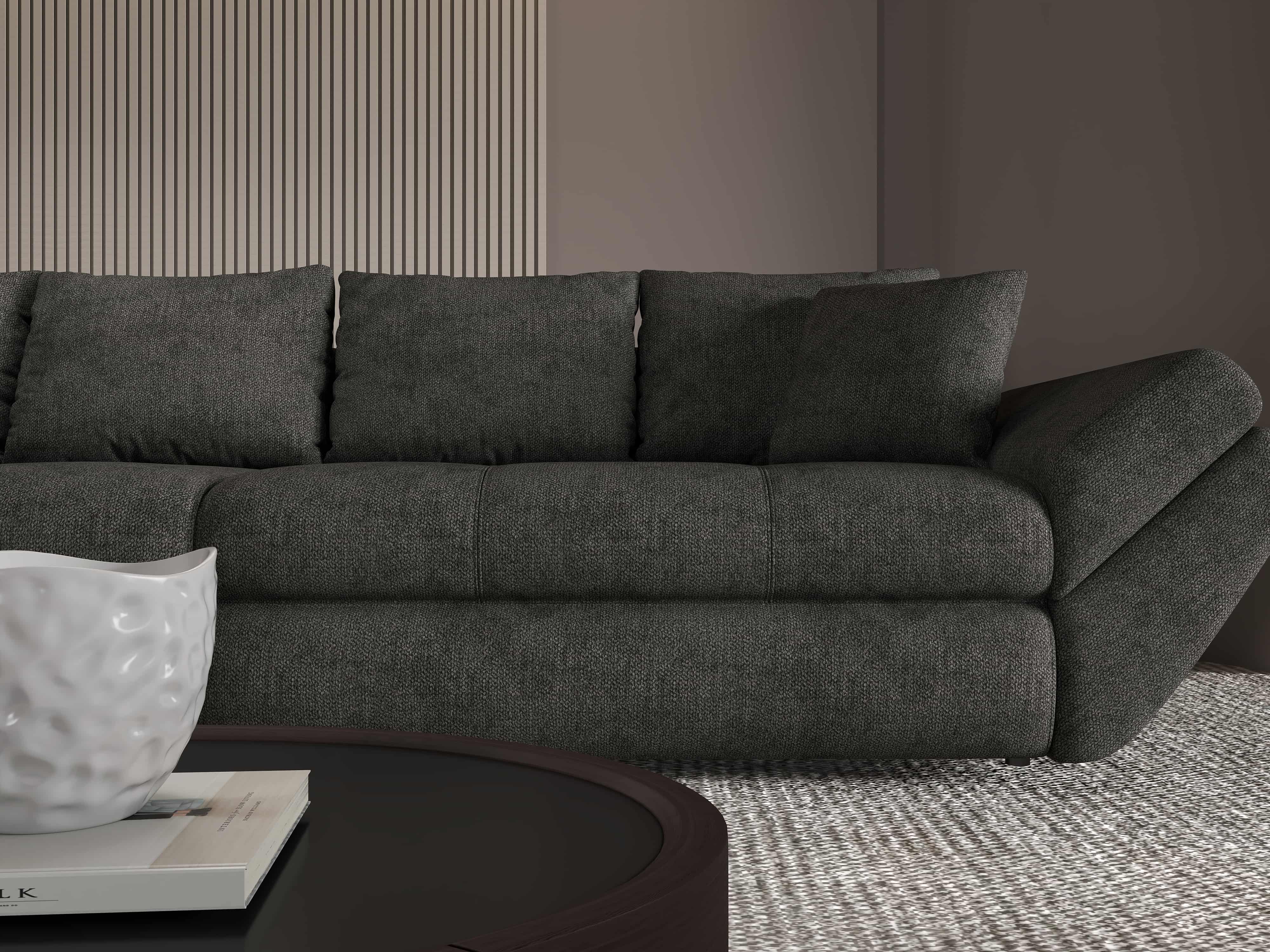 Canapea extensibilă dumonde cu ladă de depozitare si sezut confortabil din spuma HR, Loana Enjoy Negru 300x100 cm Fabrica