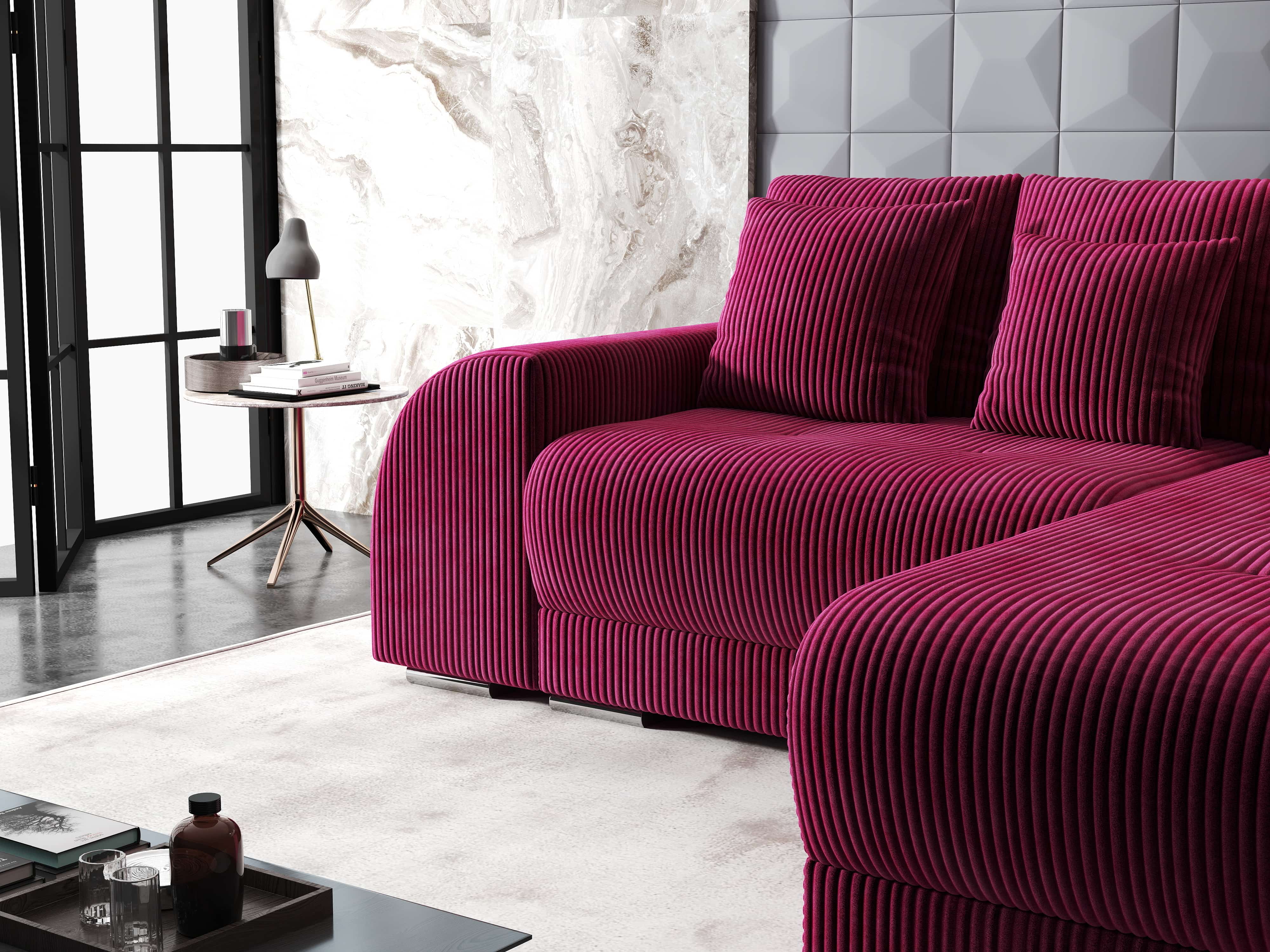 Colțar extensibil dumonde cu ladă de depozitare si sezut confortabil din spuma HR, Verona Zoom Rosu II 290x185 cm Fabrica