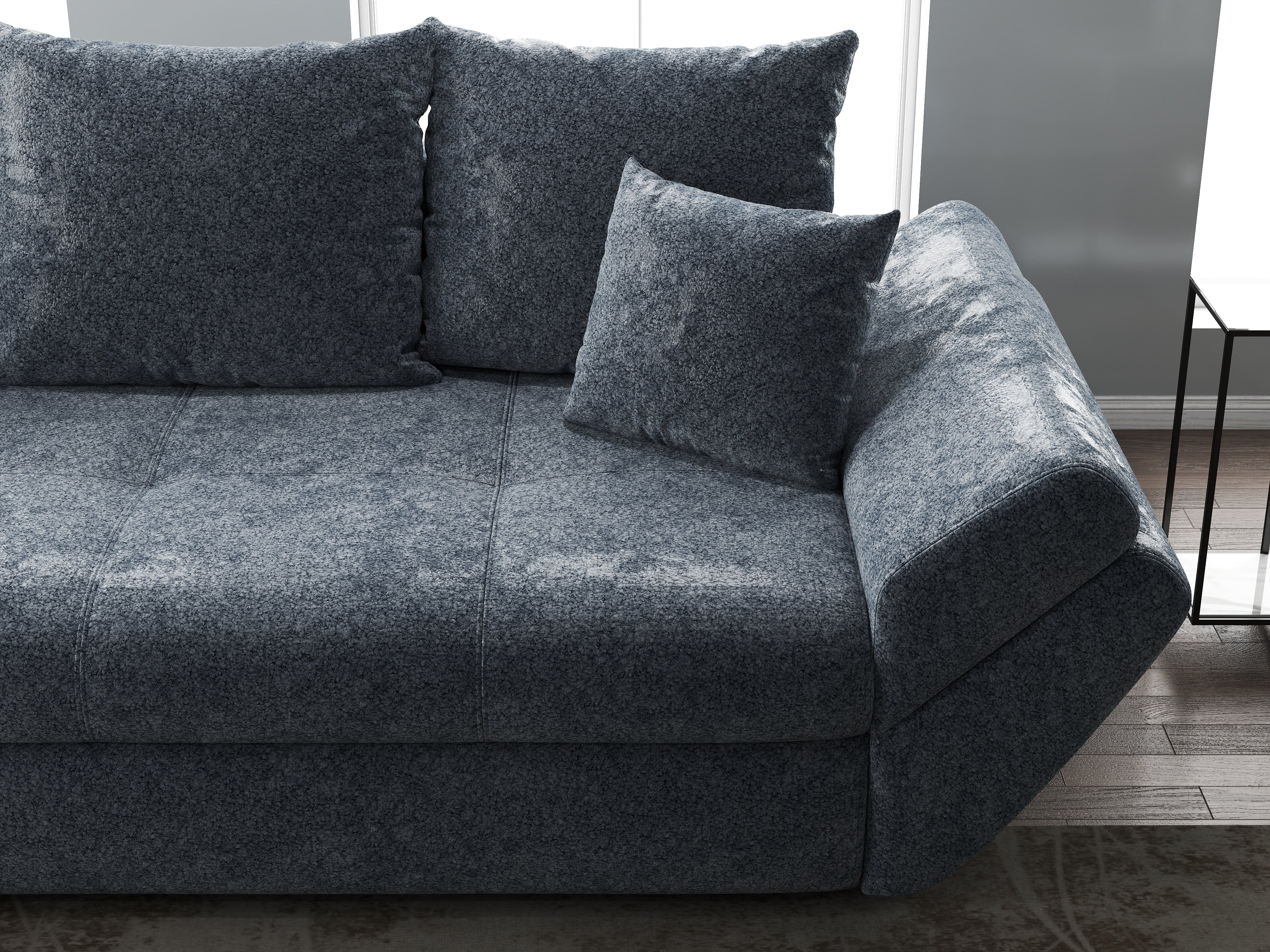 Canapea extensibilă dumonde cu ladă de depozitare si sezut confortabil din spuma HR, Loana Euphoria Grafit 250x100 cm Fabrica