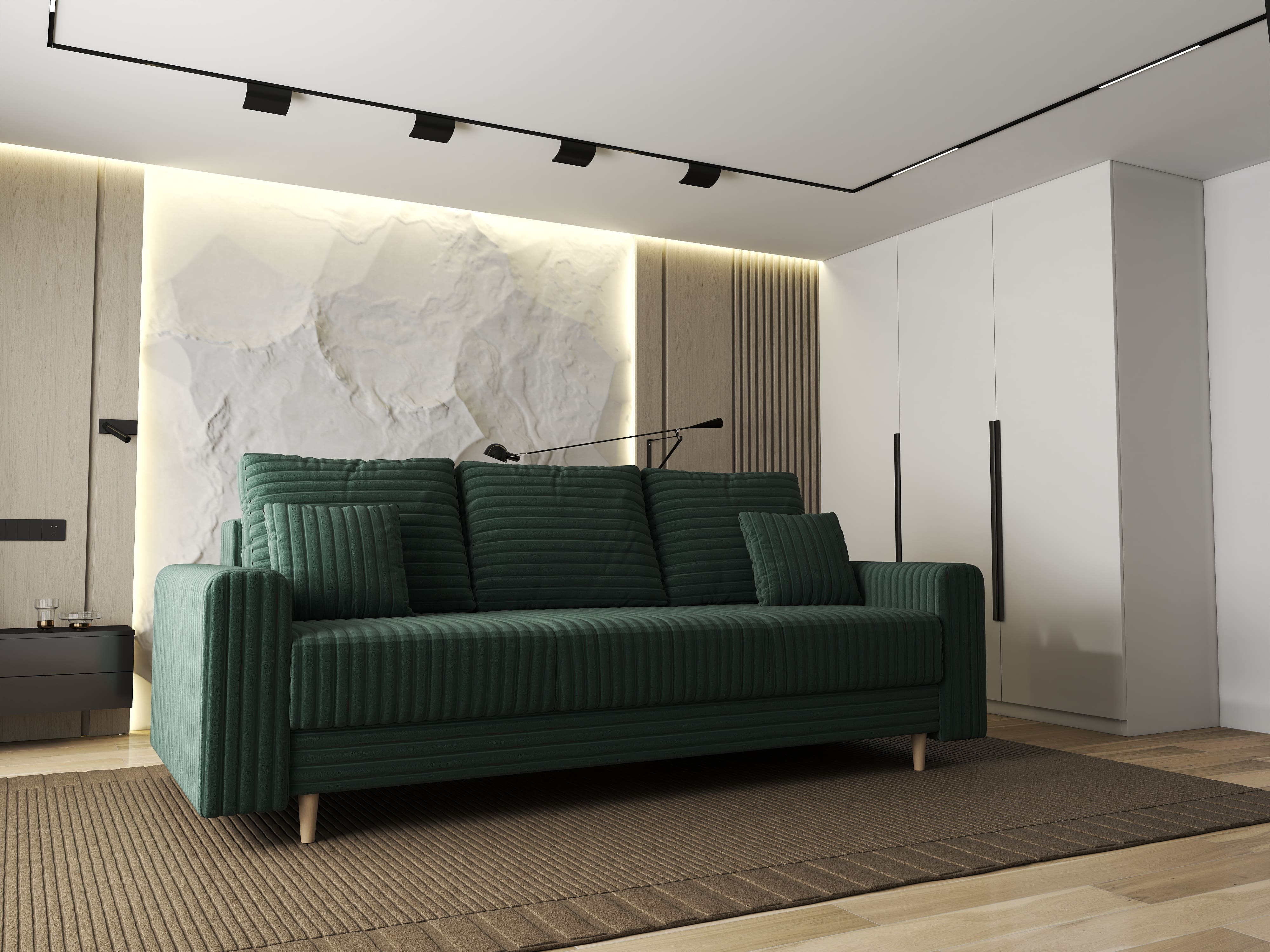 Canapea extensibilă dumonde cu ladă de depozitare si sezut confortabil din spuma HR, Kronos Ambience Verde 210x100 cm fabrica