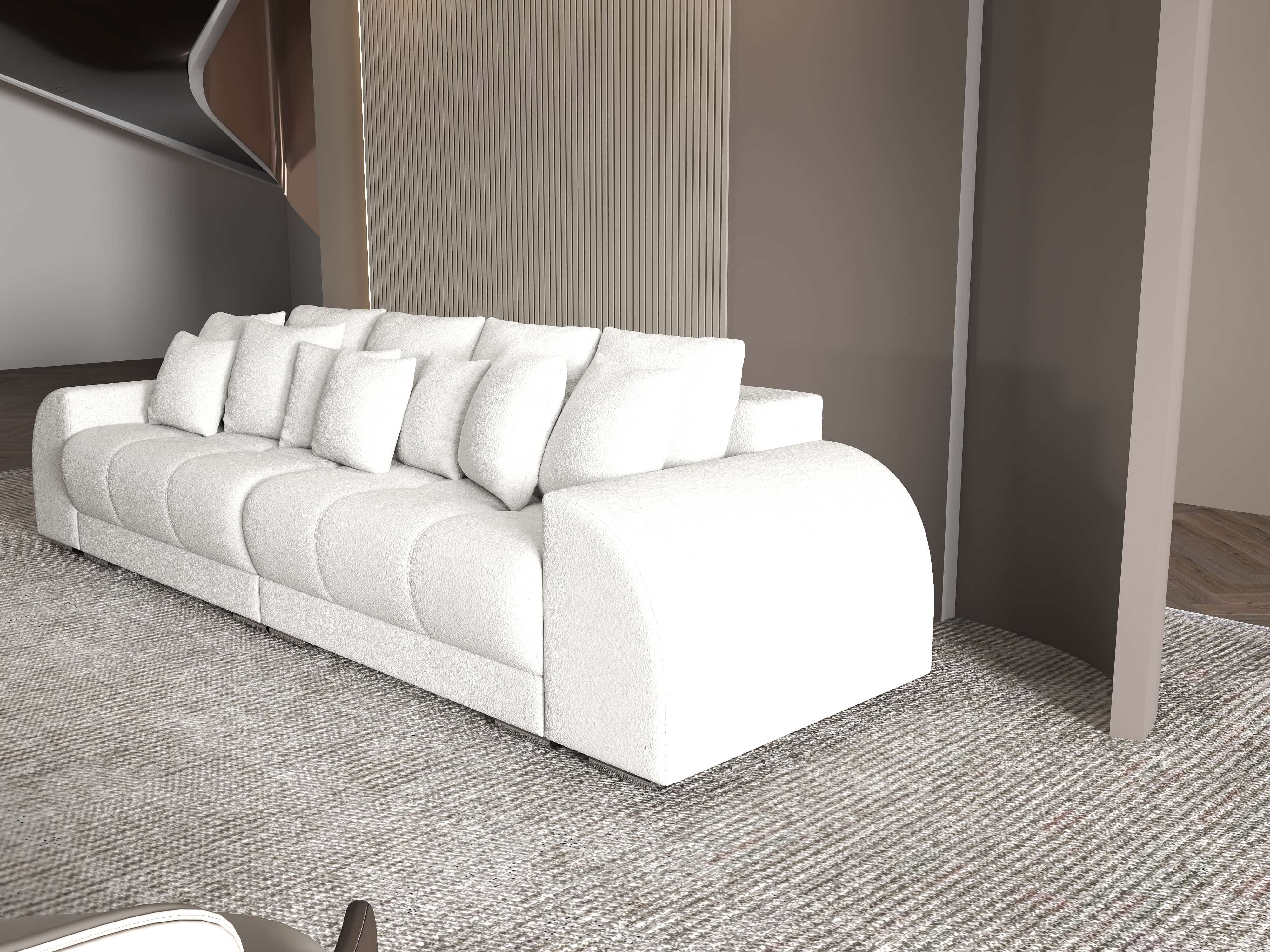 Canapea extensibilă dumonde cu 2 lăzi de depozitare si sezut confortabil din spuma HR, Verona Euphoria Ivory 310x100 cm Fabrica
