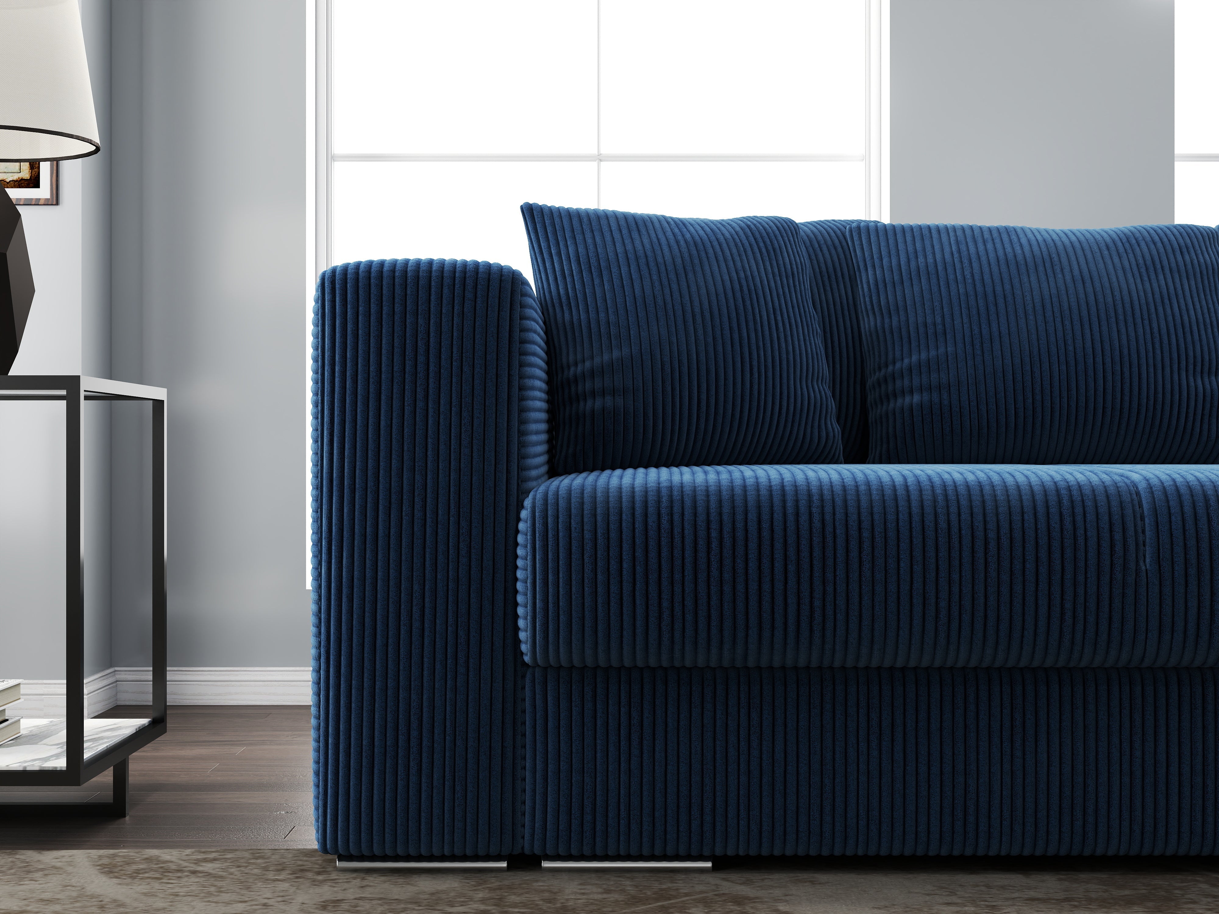 Canapea extensibilă dumonde cu ladă de depozitare si sezut confortabil din spuma HR, Gloria Zoom Blue 240x100 cm Fabrica