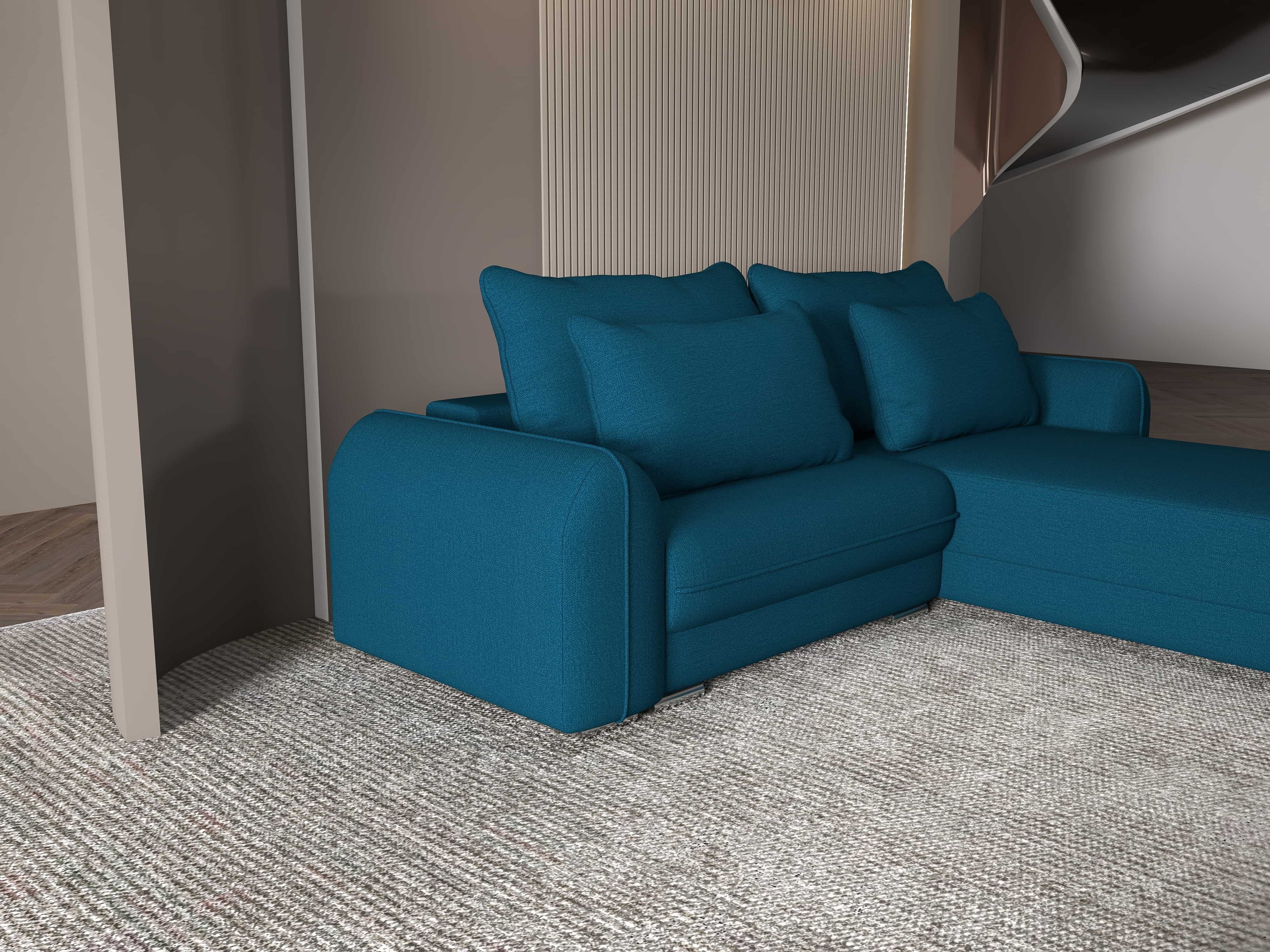 Colțar extensibil dumonde cu ladă de depozitare si sezut confortabil din spuma HR, Denver Enjoy Petrol 275x185 cm II Fabrica