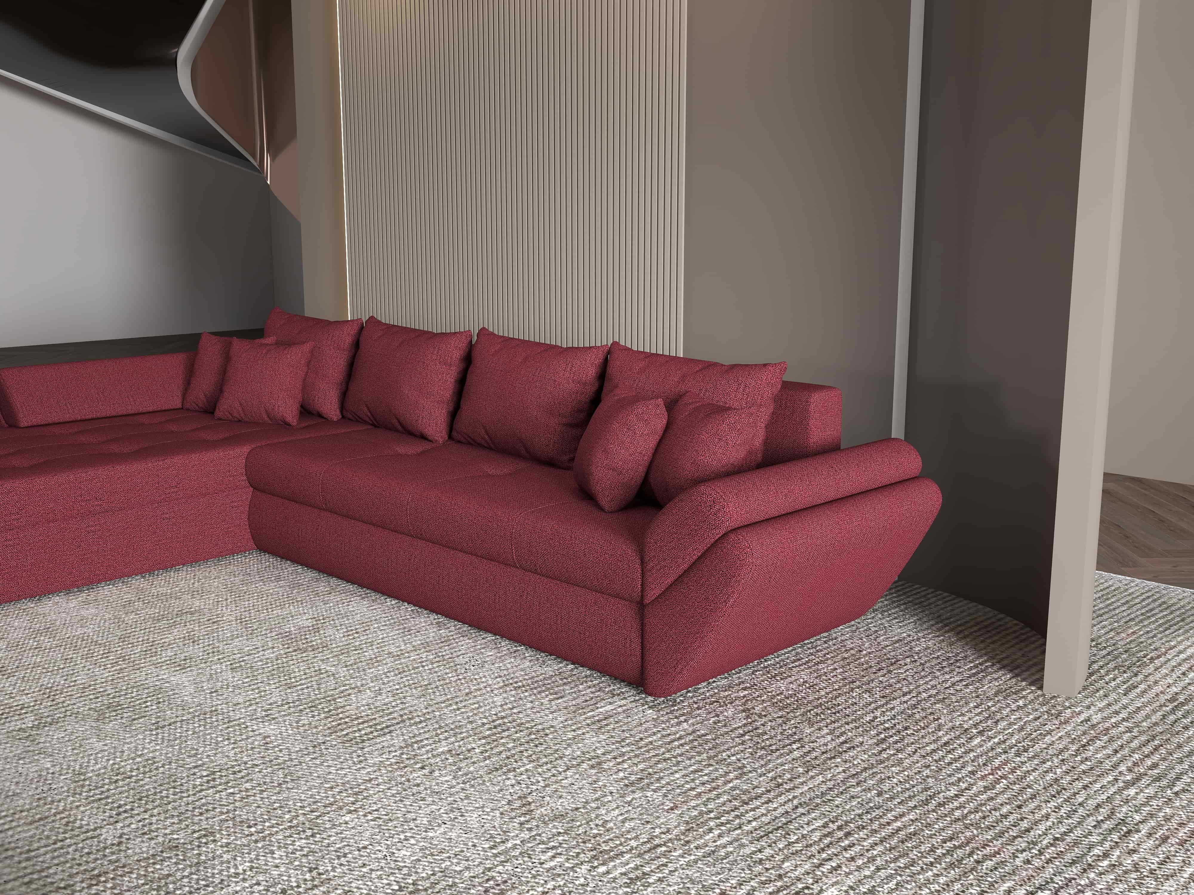 Colțar extensibil dumonde cu ladă de depozitare si sezut confortabil din spuma HR, Loana XL Enjoy Winery 335x185 cm Fabrica