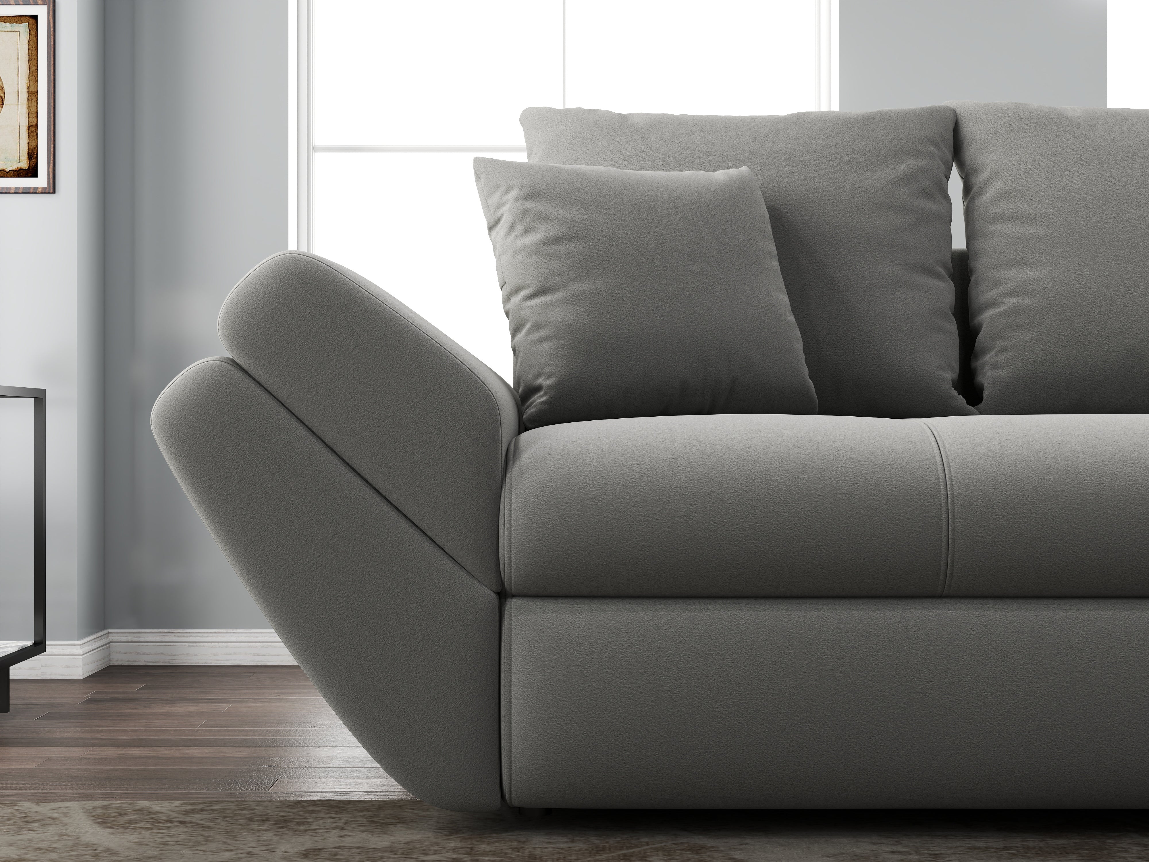 Canapea extensibilă dumonde cu ladă de depozitare si sezut confortabil din spuma HR, Loana Royal Grey 250x100 cm Fabrica