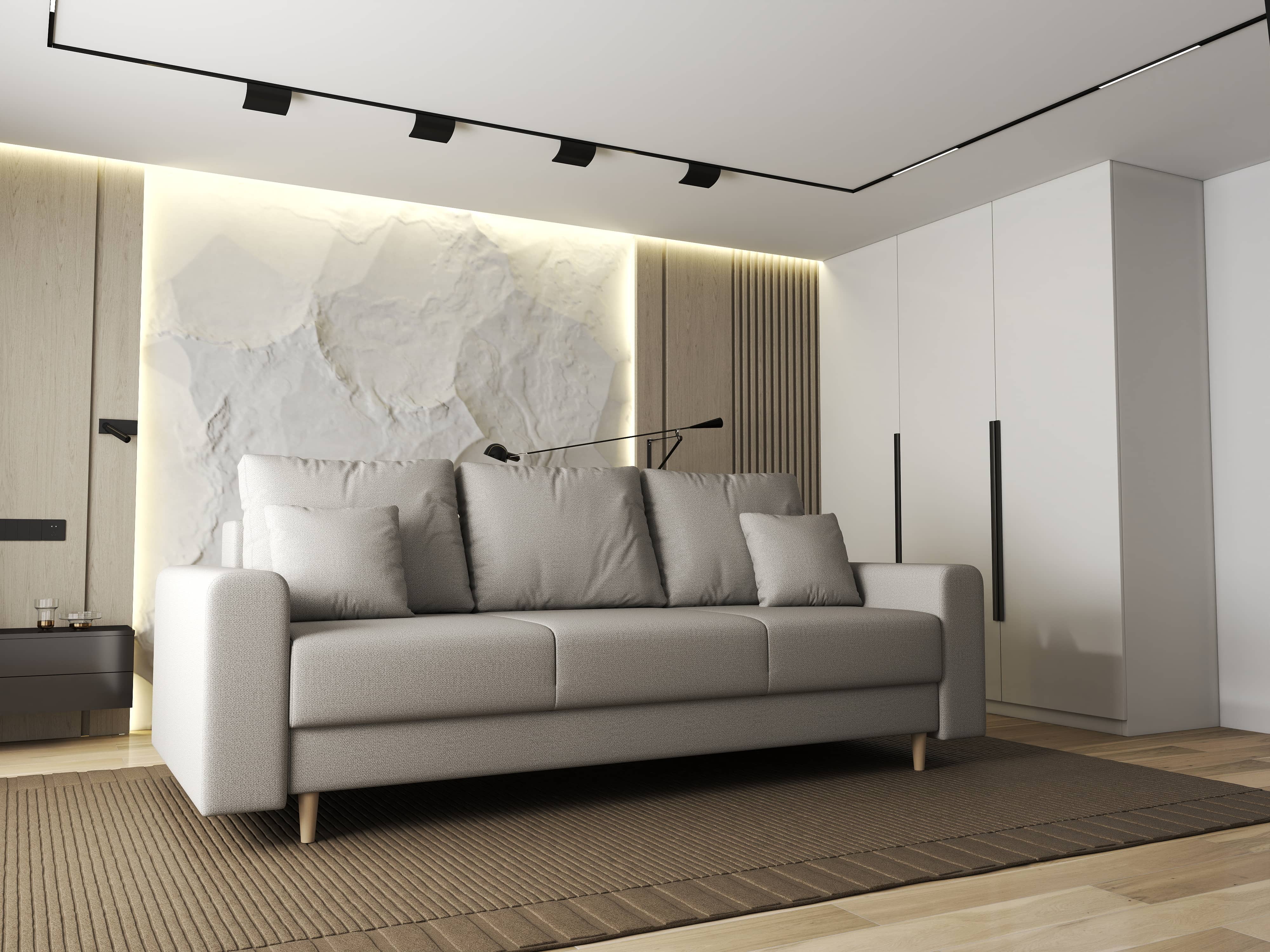 Canapea extensibilă dumonde cu ladă de depozitare si sezut confortabil din spuma HR, Kronos Enjoy Bej 210x100 cm fabrica