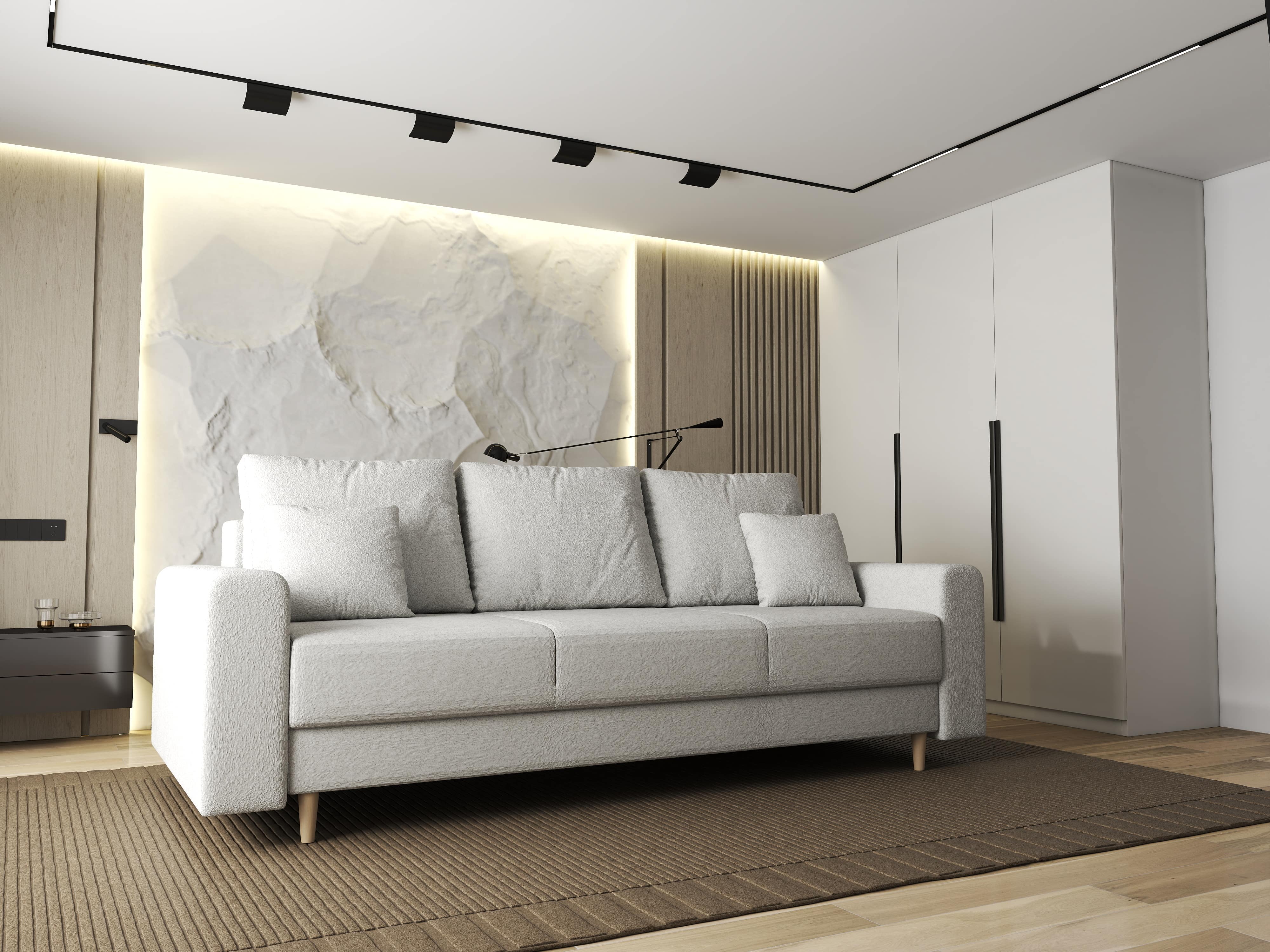 Canapea extensibilă dumonde cu ladă de depozitare si sezut confortabil din spuma HR, Kronos Euphoria Ivory 210x100 cm fabrica