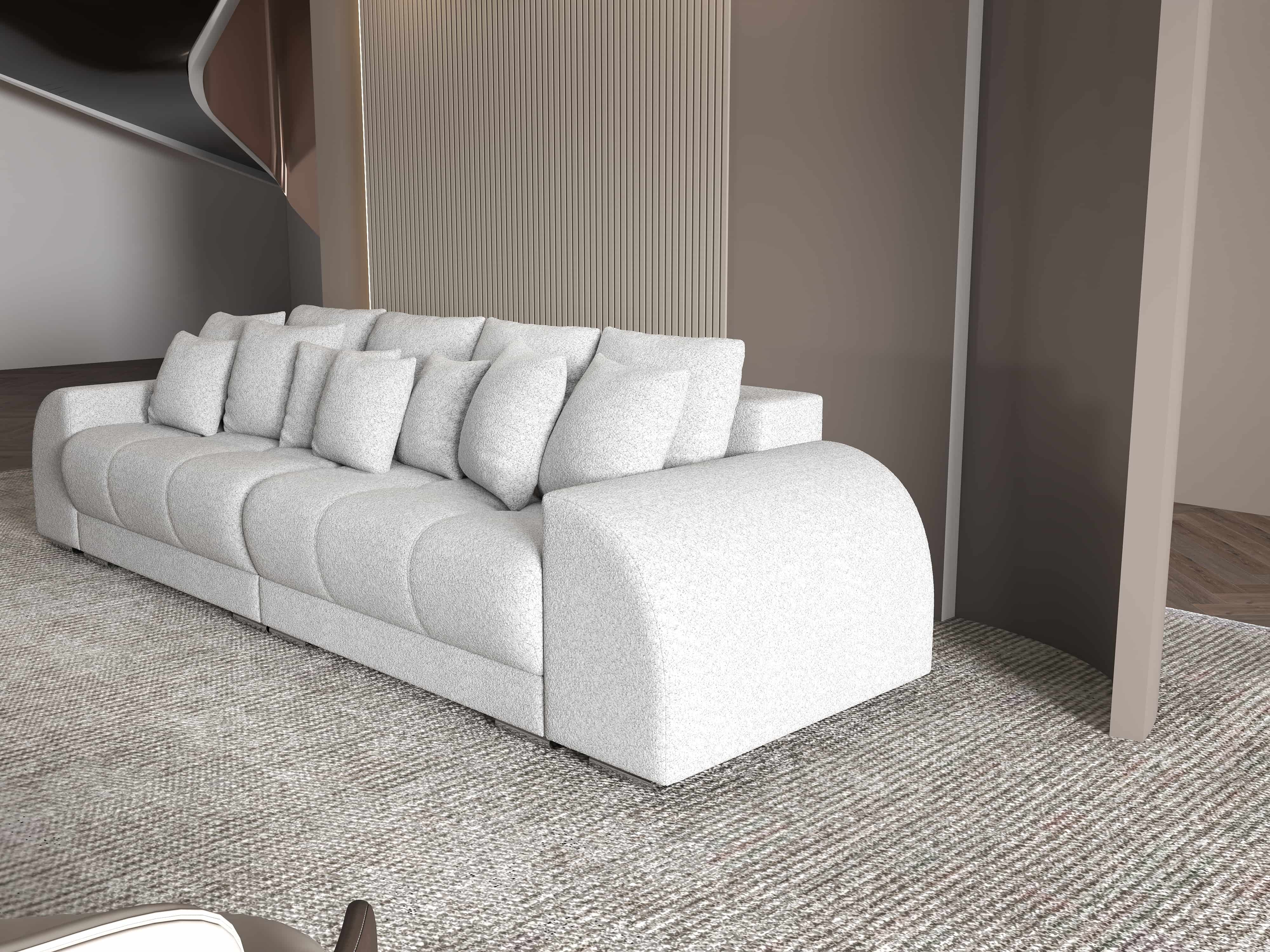 Canapea extensibilă dumonde cu 2 lăzi de depozitare si sezut confortabil din spuma HR, Verona Euphoria Dove 310x100 cm Fabrica