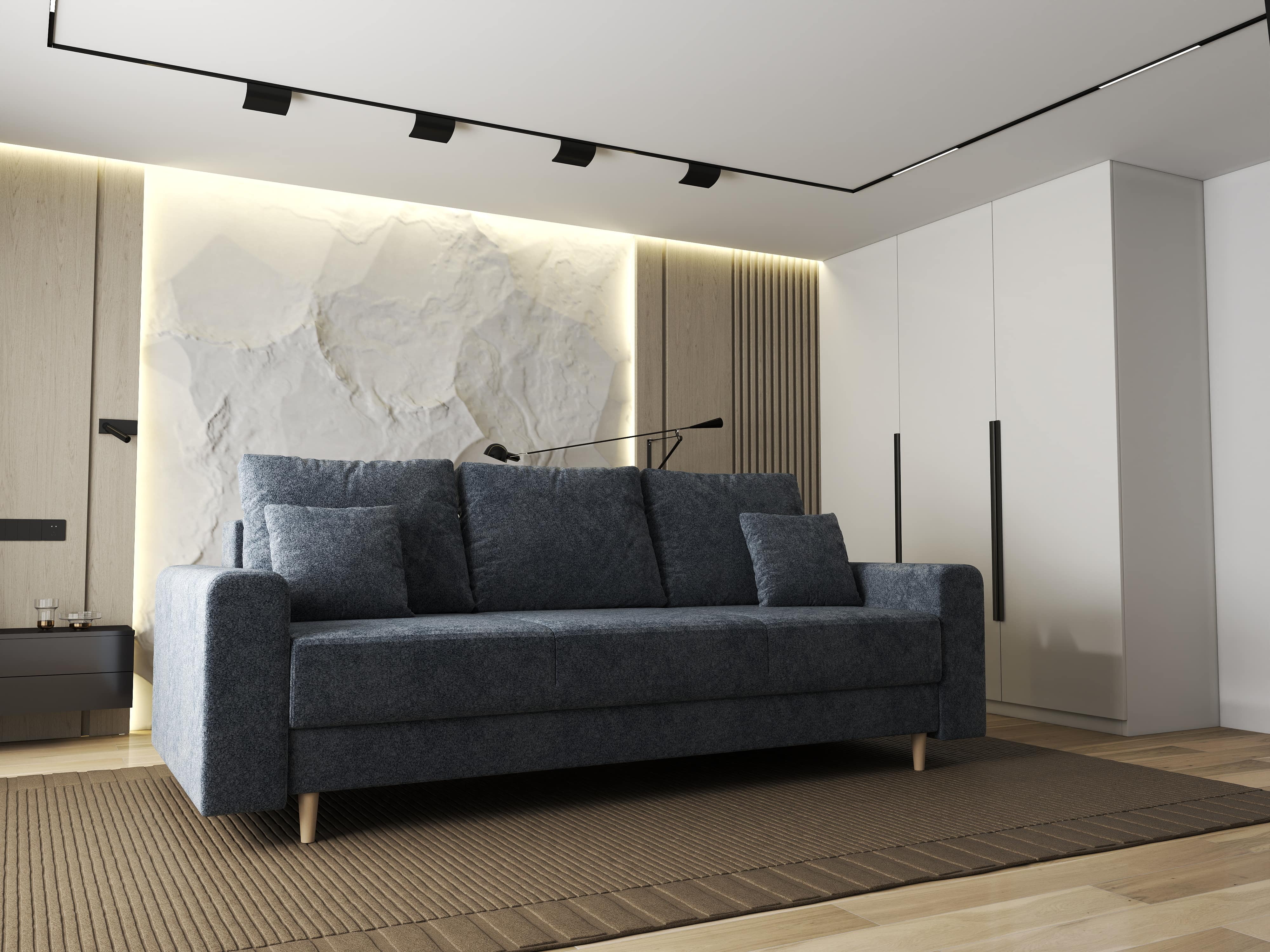 Canapea extensibilă dumonde cu ladă de depozitare si sezut confortabil din spuma HR, Kronos Euphoria Grafit 210x100 cm fabrica