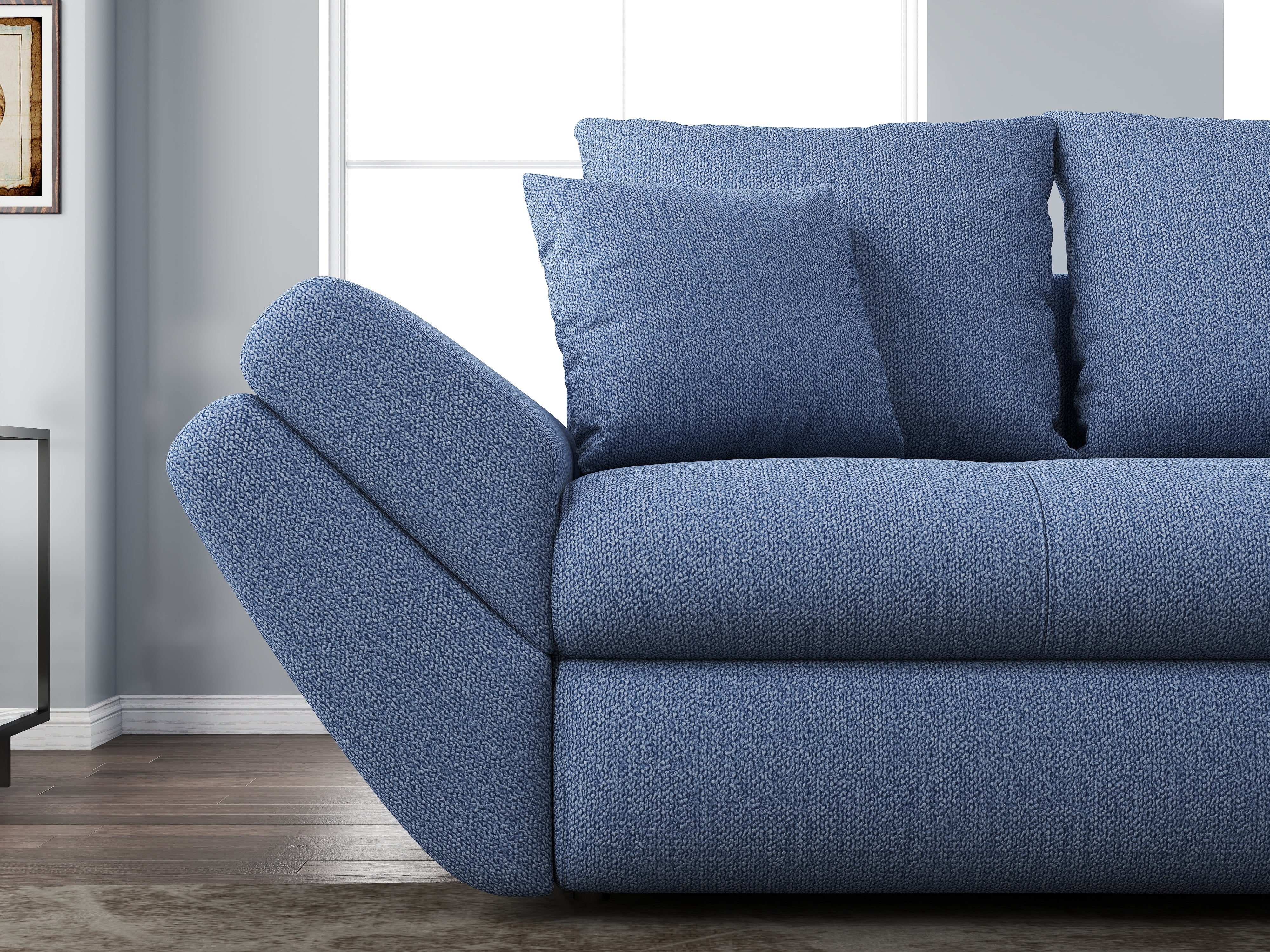 Canapea extensibilă dumonde cu ladă de depozitare si sezut confortabil din spuma HR, Loana Enjoy Blue 250x100 cm Fabrica