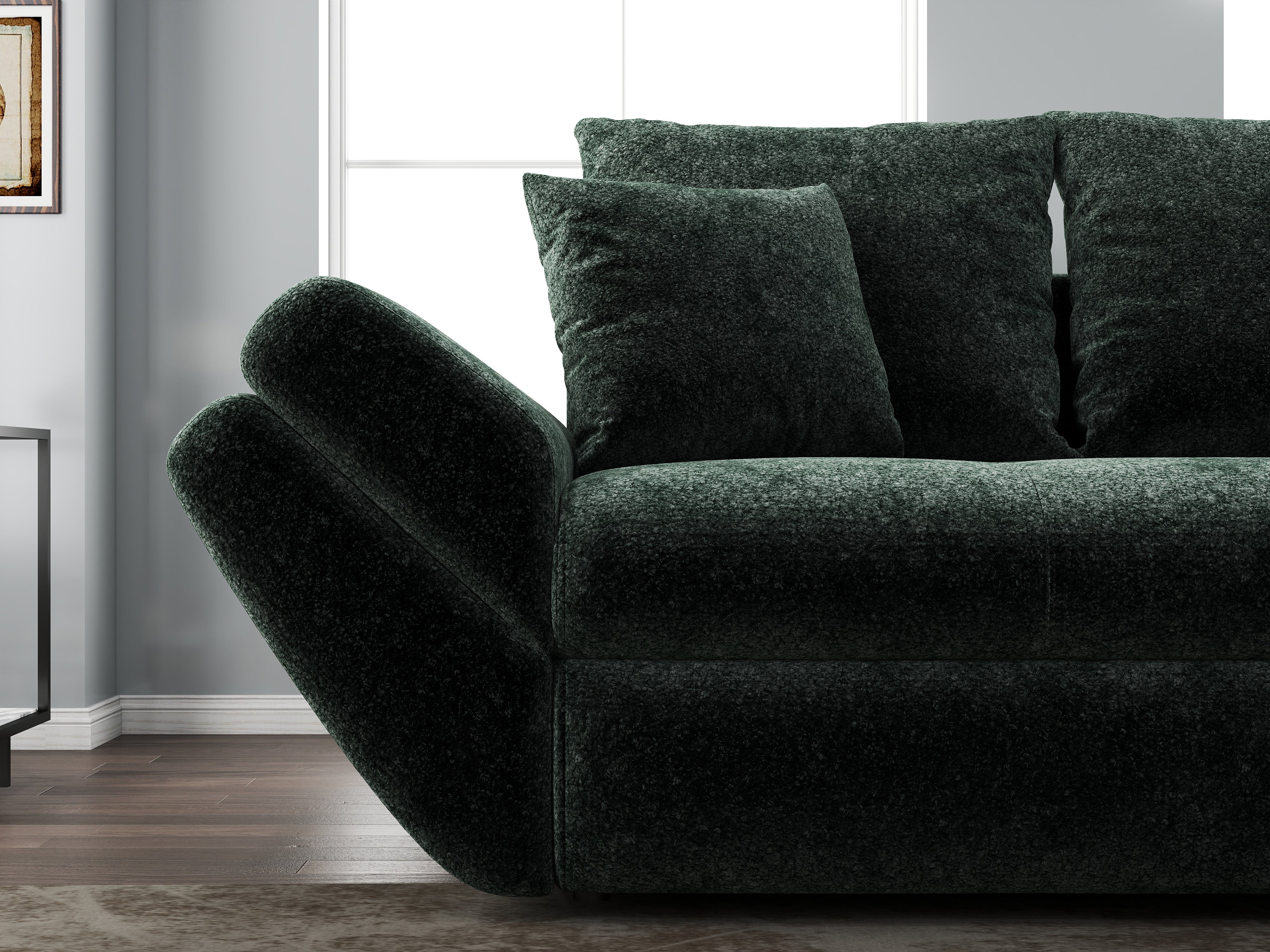 Canapea extensibilă dumonde cu ladă de depozitare si sezut confortabil din spuma HR, Loana Euphoria Verde 250x100 cm Fabrica