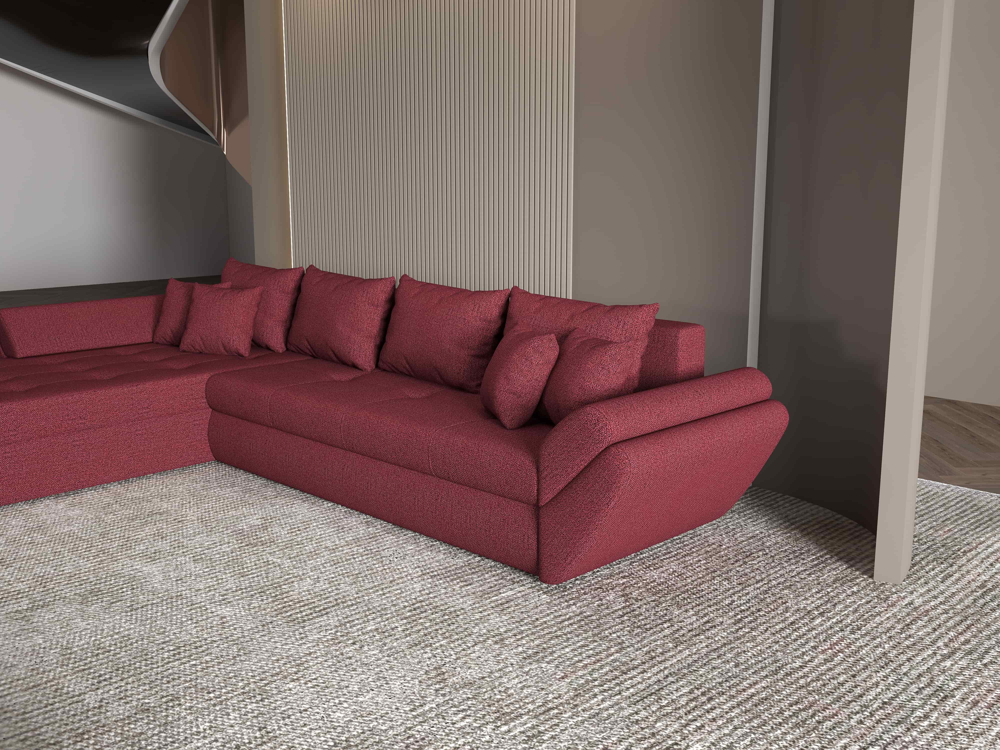 Colțar extensibil dumonde cu ladă de depozitare si sezut confortabil din spuma HR, Loana XL Enjoy Winery 335x185 cm Fabrica