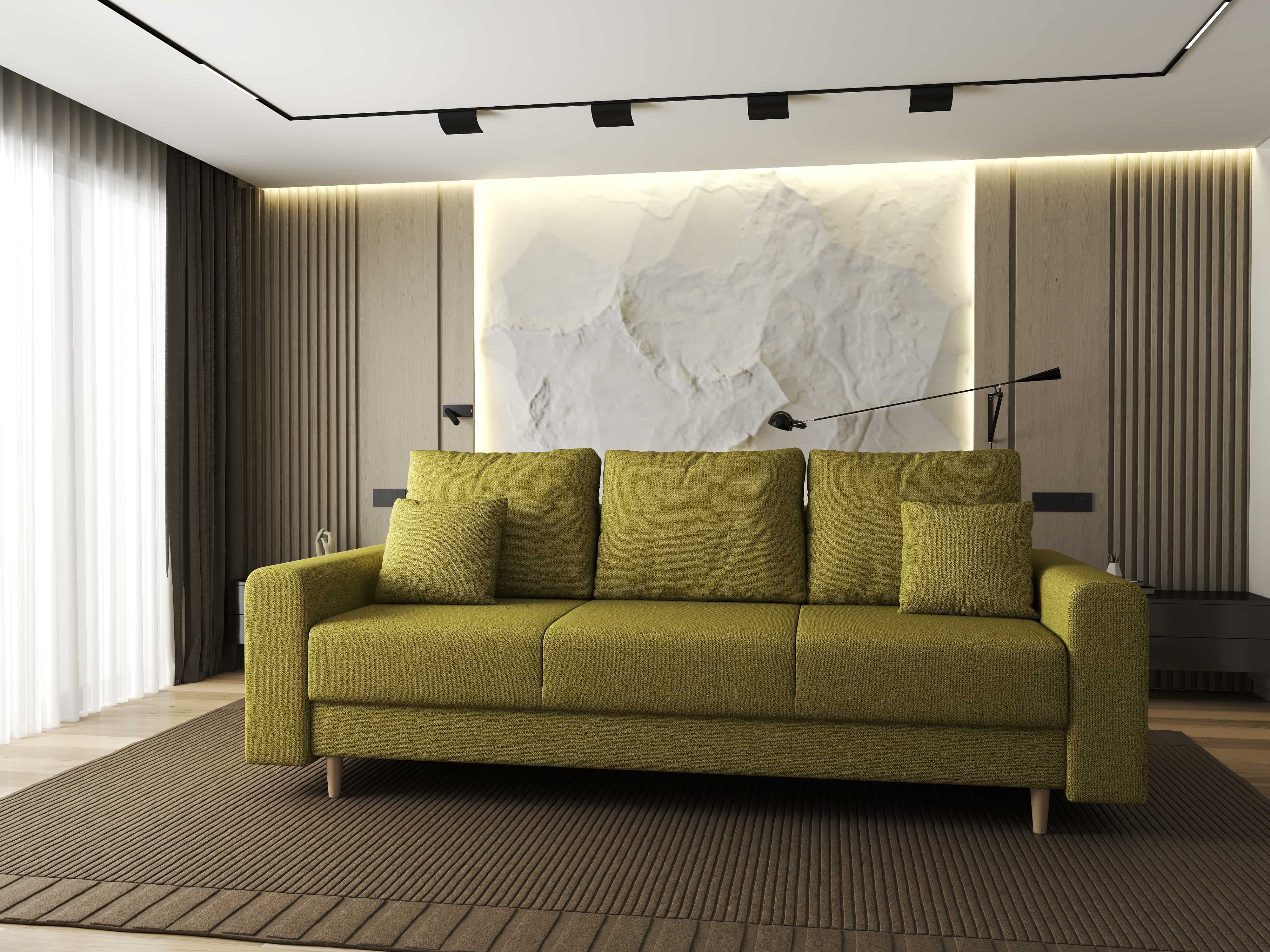 Canapea extensibilă dumonde cu ladă de depozitare si sezut confortabil din spuma HR, Kronos Enjoy Verde 210x100 cm fabrica