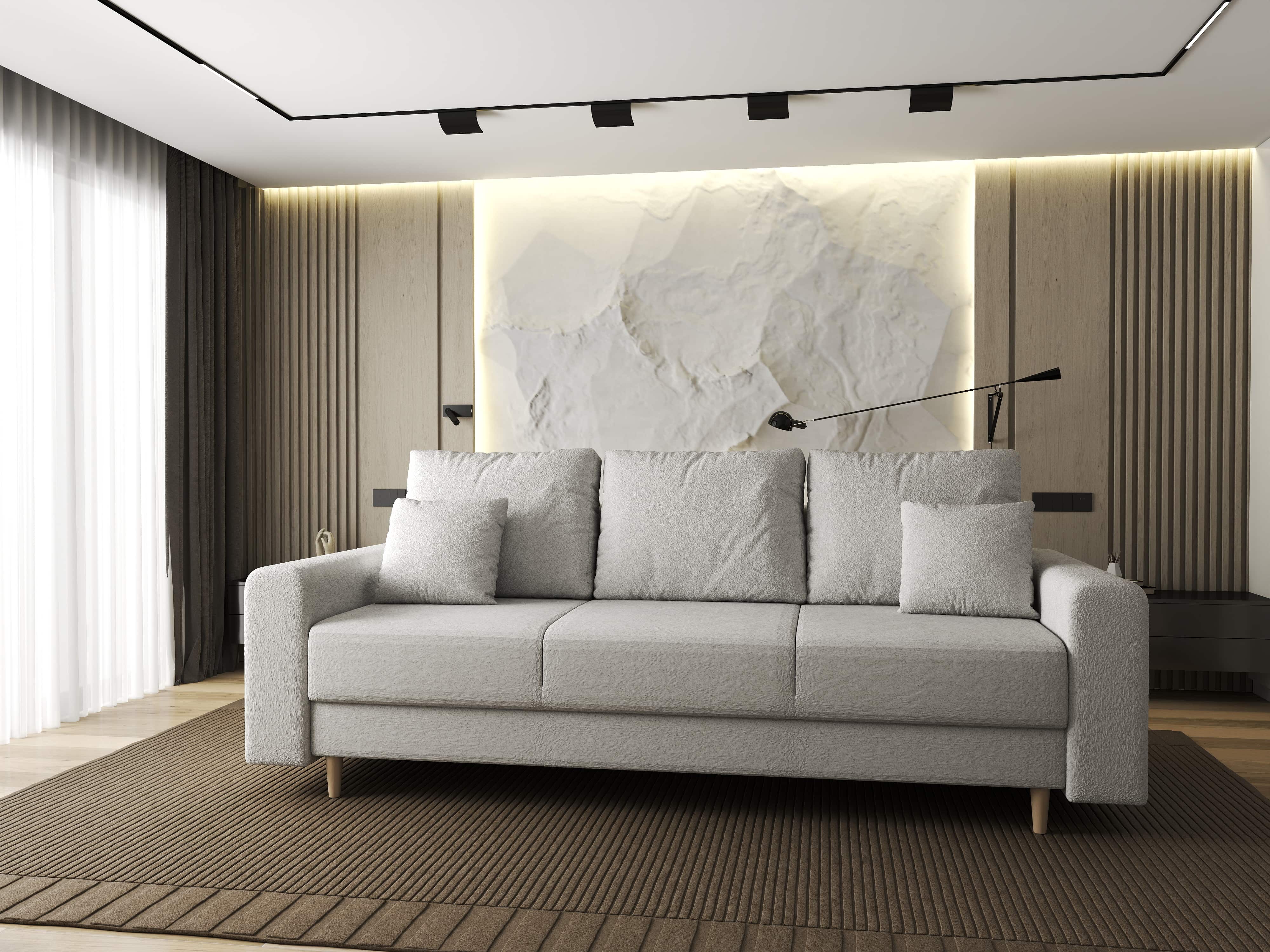 Canapea extensibilă dumonde cu ladă de depozitare si sezut confortabil din spuma HR, Kronos Euphoria Ivory 210x100 cm fabrica