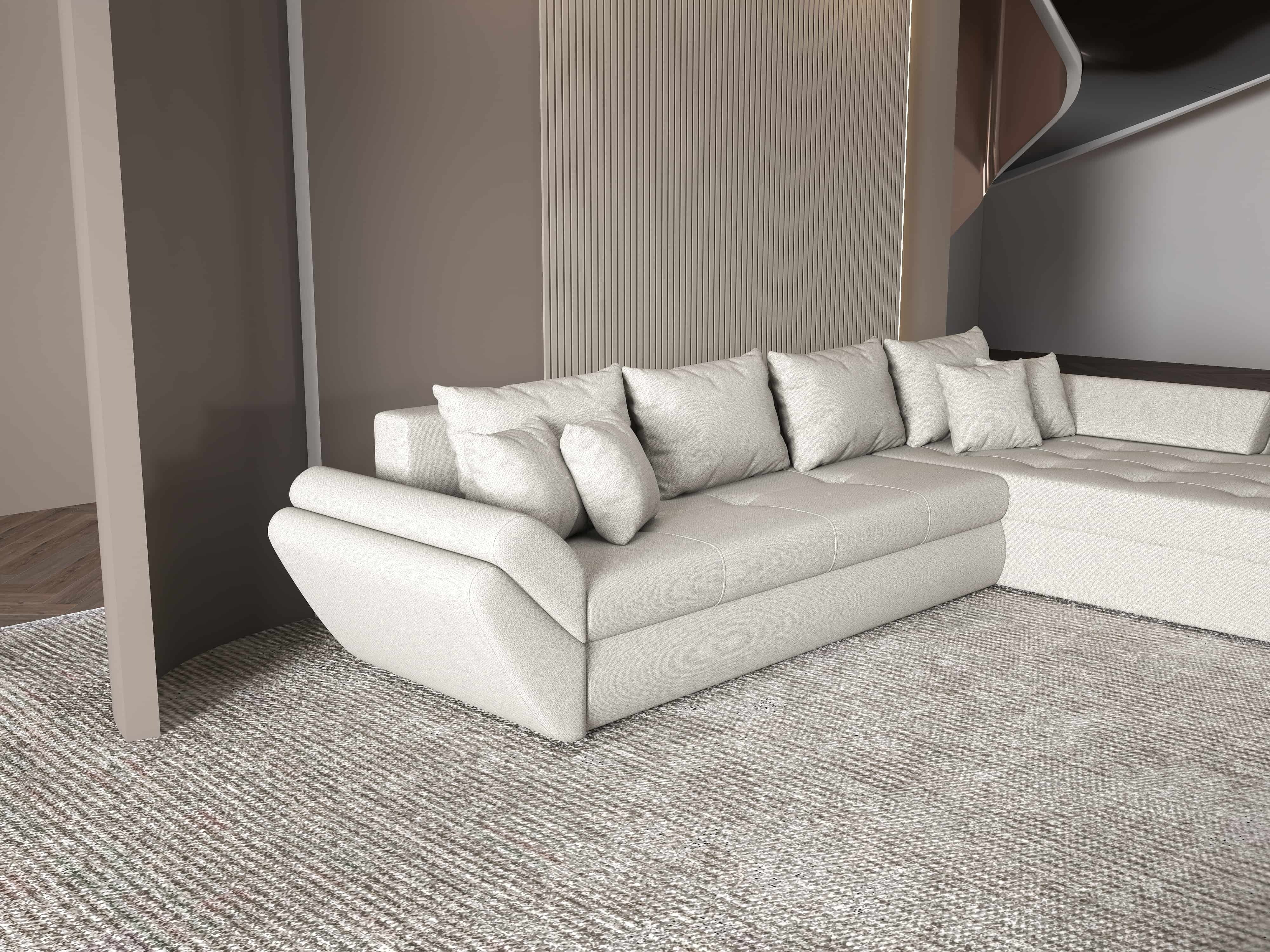 Colțar extensibil dumonde cu ladă de depozitare si sezut confortabil din spuma HR, Loana XL Enjoy Beige II 335x185 cm Fabrica