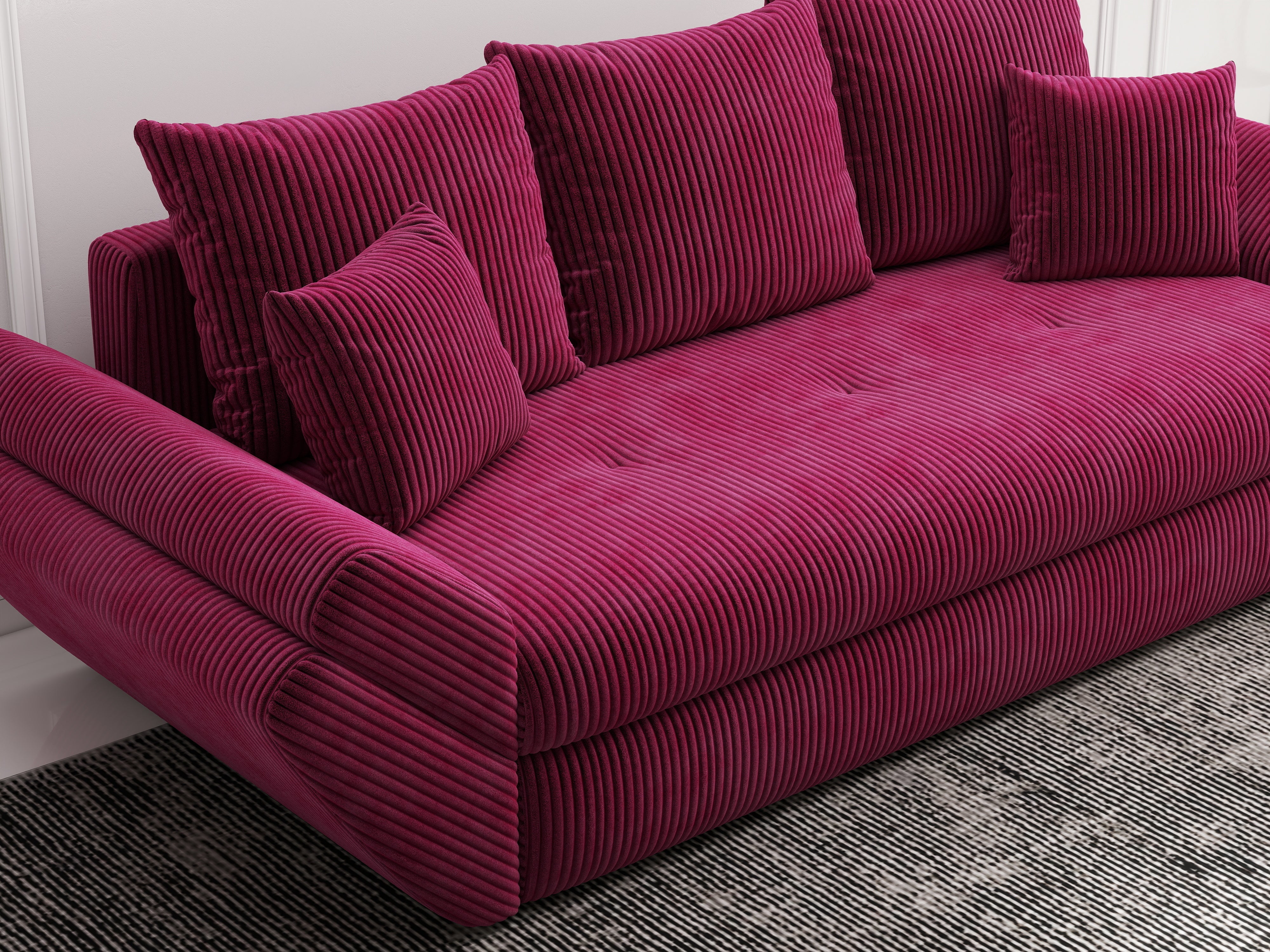 Canapea extensibilă dumonde cu ladă de depozitare si sezut confortabil din spuma HR, Loana Zoom Rosu 250x100 cm Fabrica